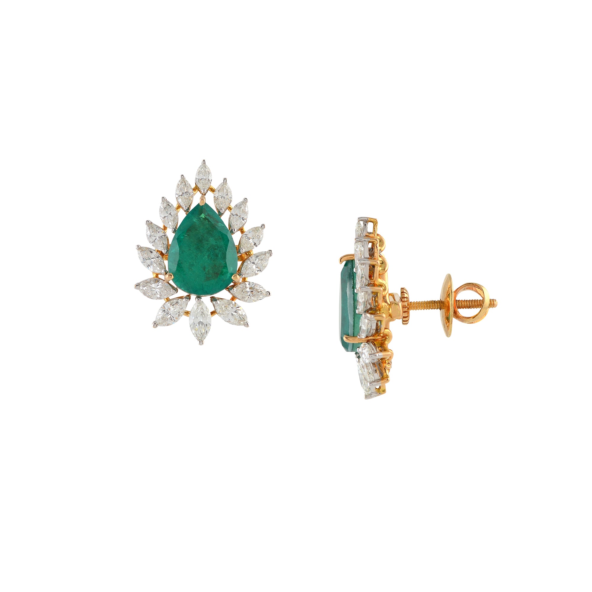 Marquise Cut Diamond Stud Earrings - Krishna Jewellers Pearls and Gems