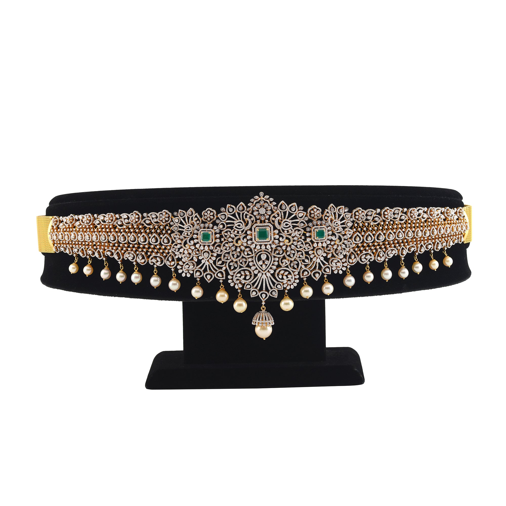 Diamond Vaddanam Crafted with18k Gold - Krishna Jewellers Pearls and Gems