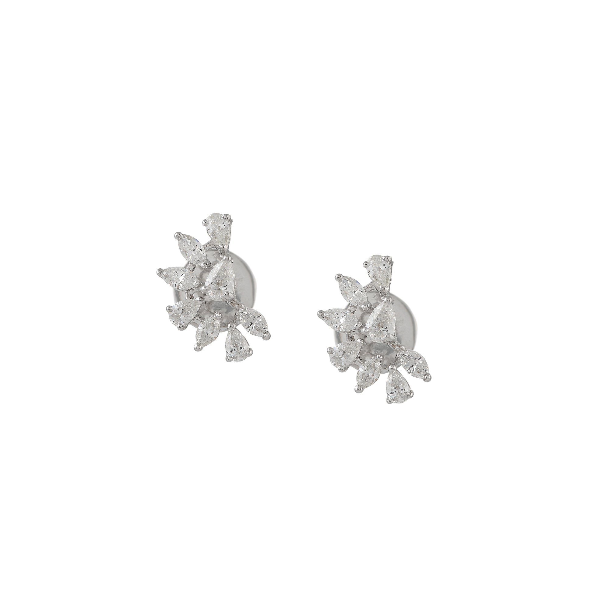 Floral Diamond Stud Earring - Krishna Jewellers Pearls and Gems