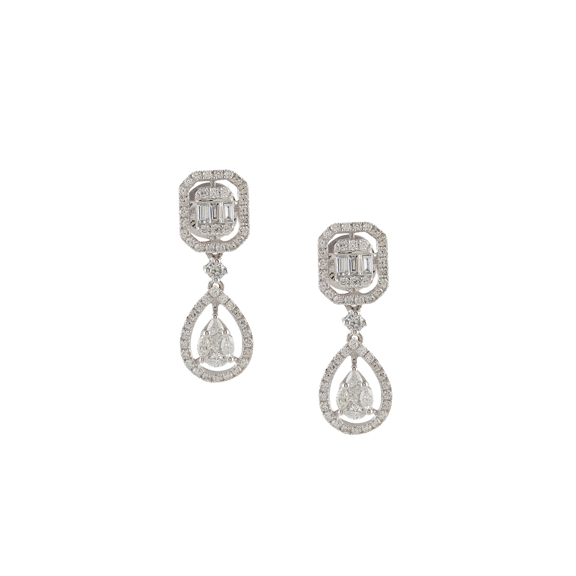 Luxy Emerald and Pear-Cut Diamond Earrings - Krishna Jewellers Pearls and Gems