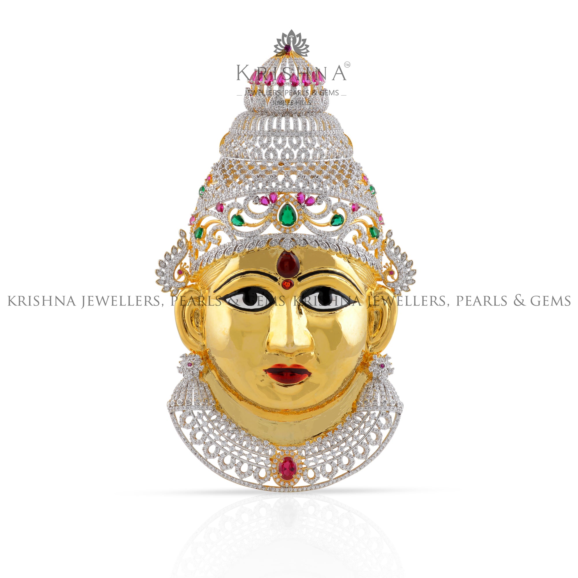 Silver Varalaxmi Ammavaru Face Idol In Gold Finish