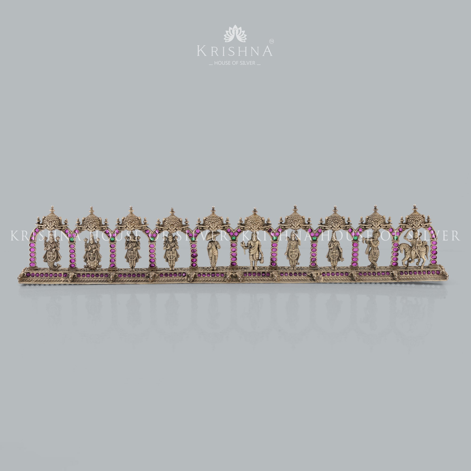 Handcrafted 10 Avatars of Vishnu in Silver