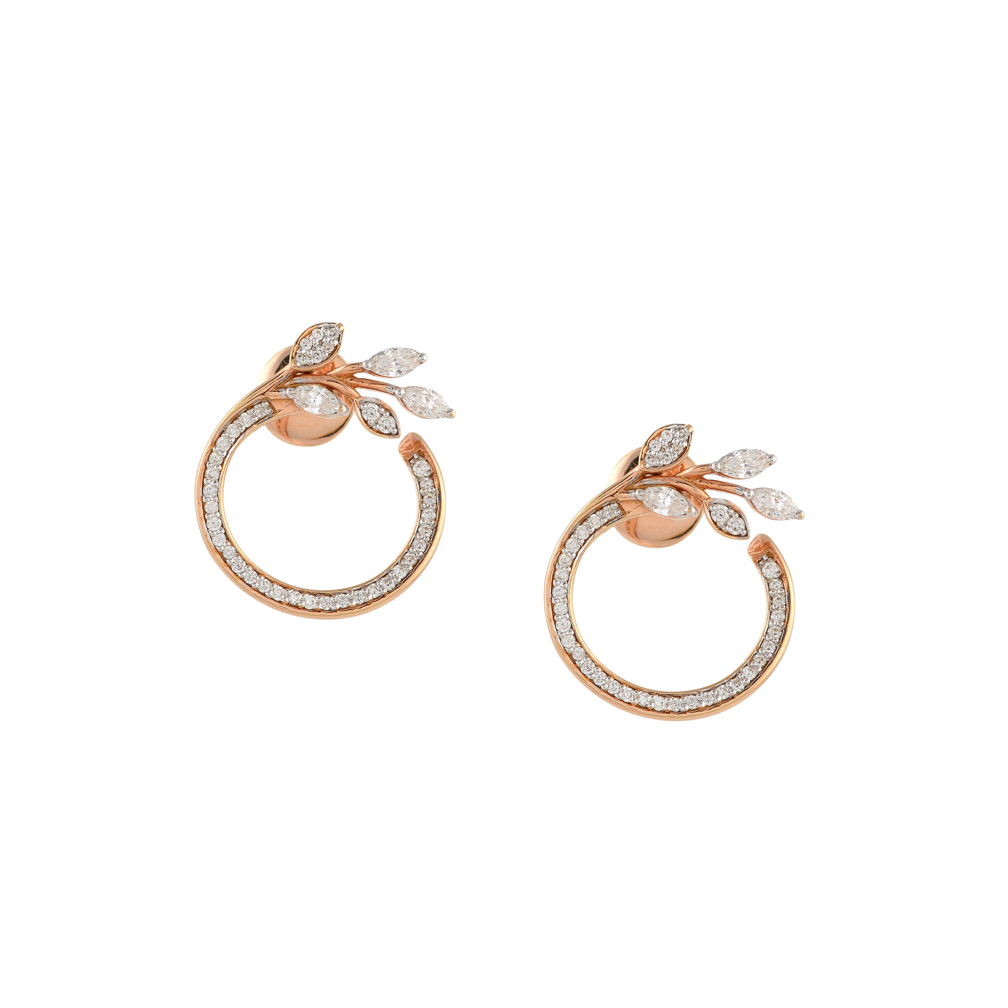 Diamond stud Earrings in Leaf Motif