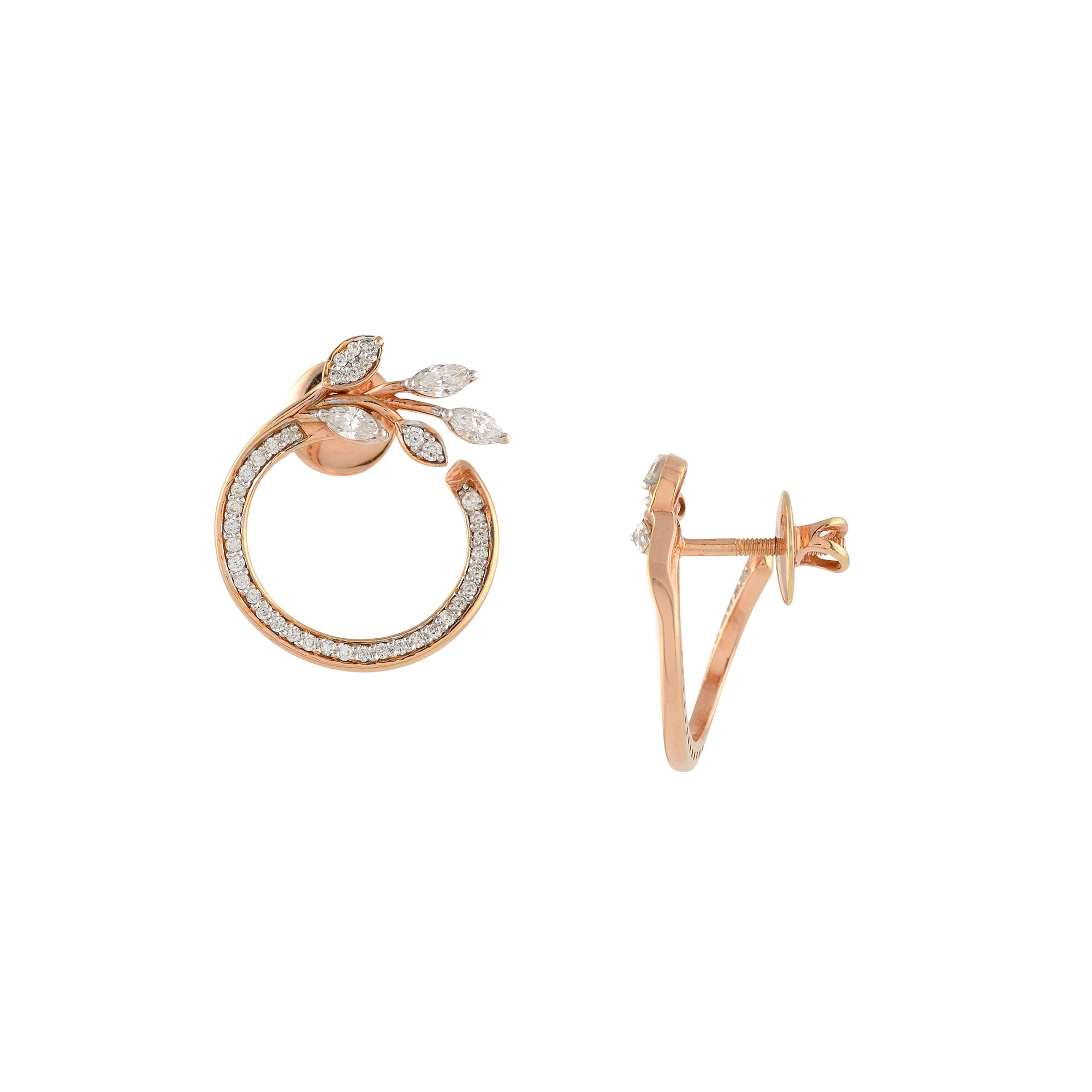 Diamond stud Earrings in Leaf Motif
