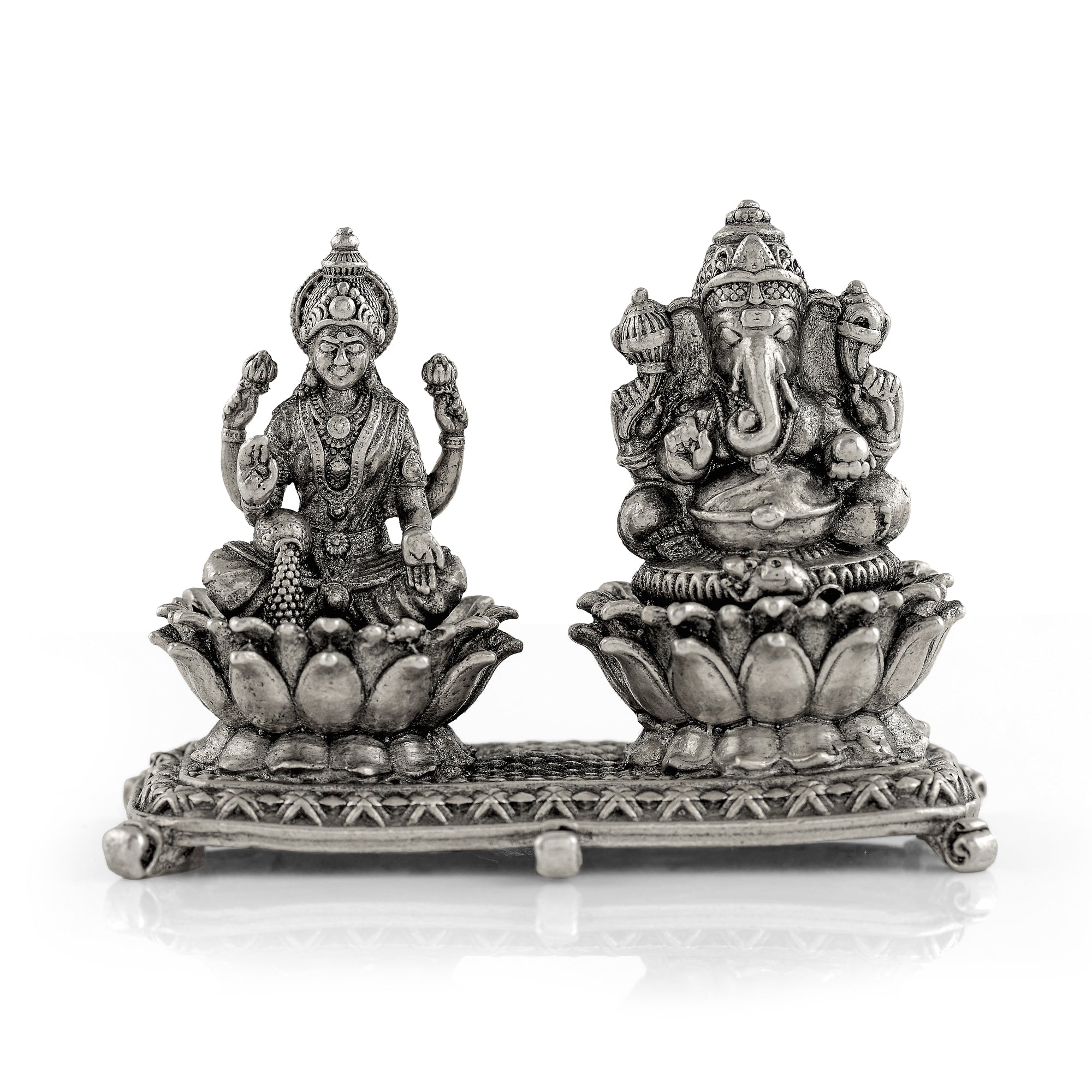 Antique Laxmi Ganapati Idol In Silver