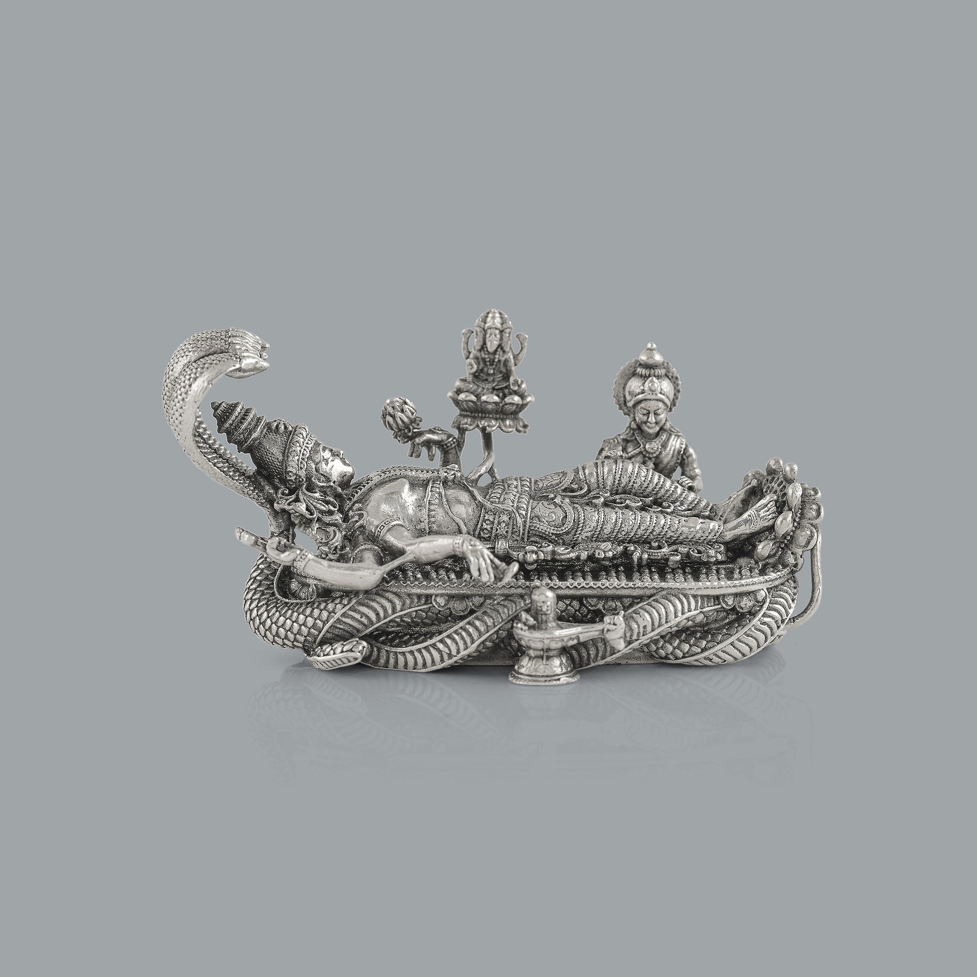 Silver Vishnu Idol With Sesha Nag