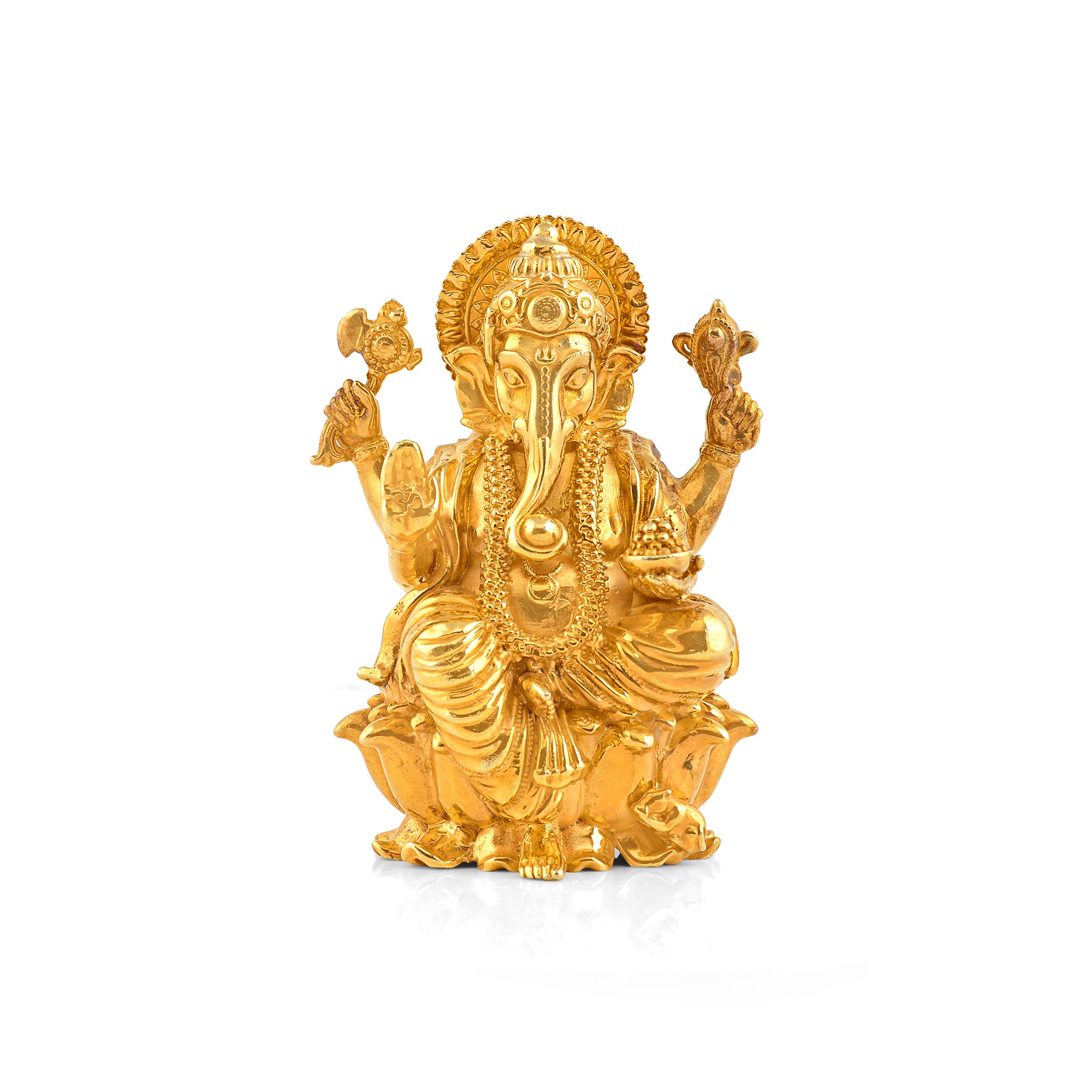 Silver Ganesh Idol in Golden Elegance