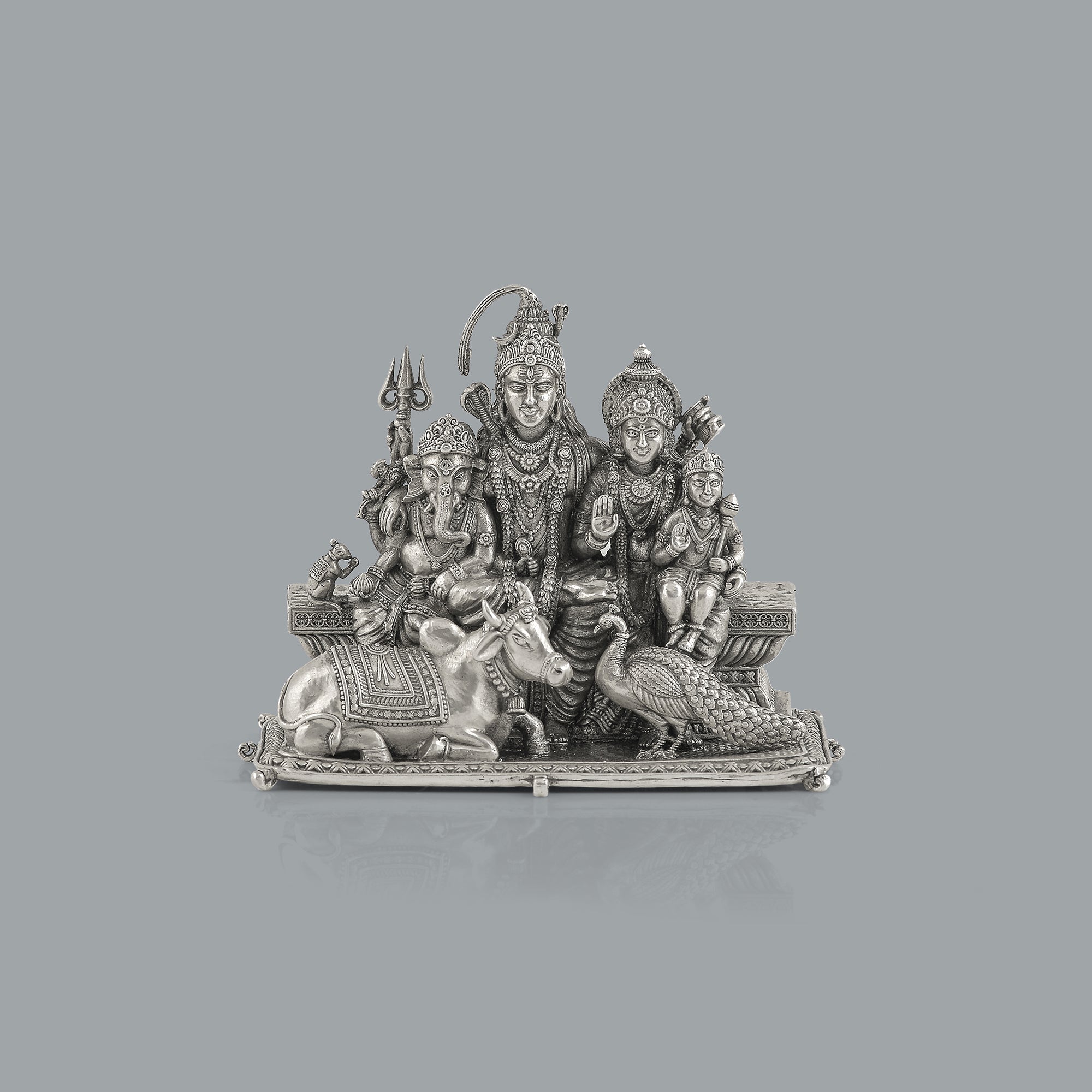 Shivparivaar Idol in Antique Silver