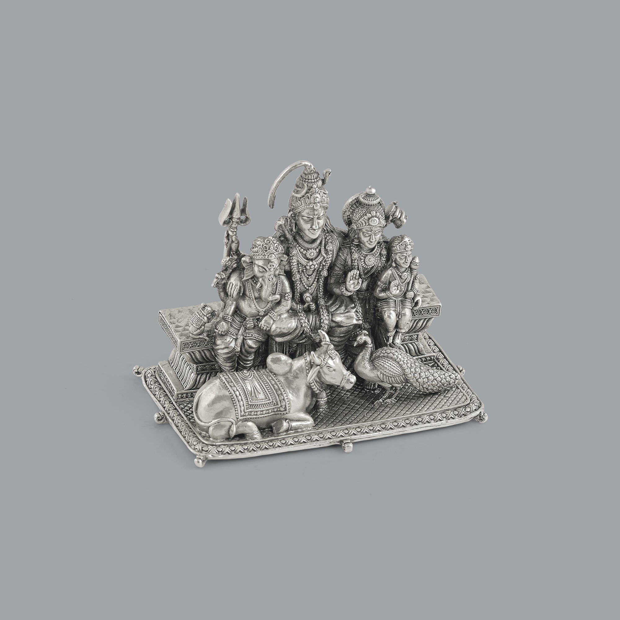 Shivparivaar Idol in Antique Silver