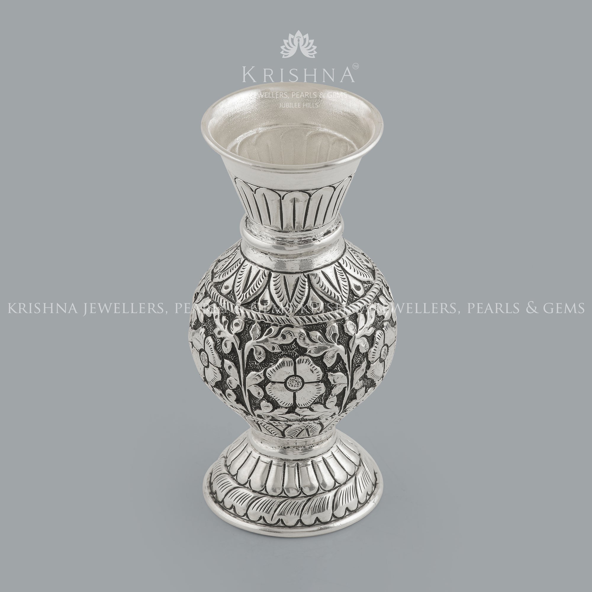 Antique Silver Vase in Flower Designs