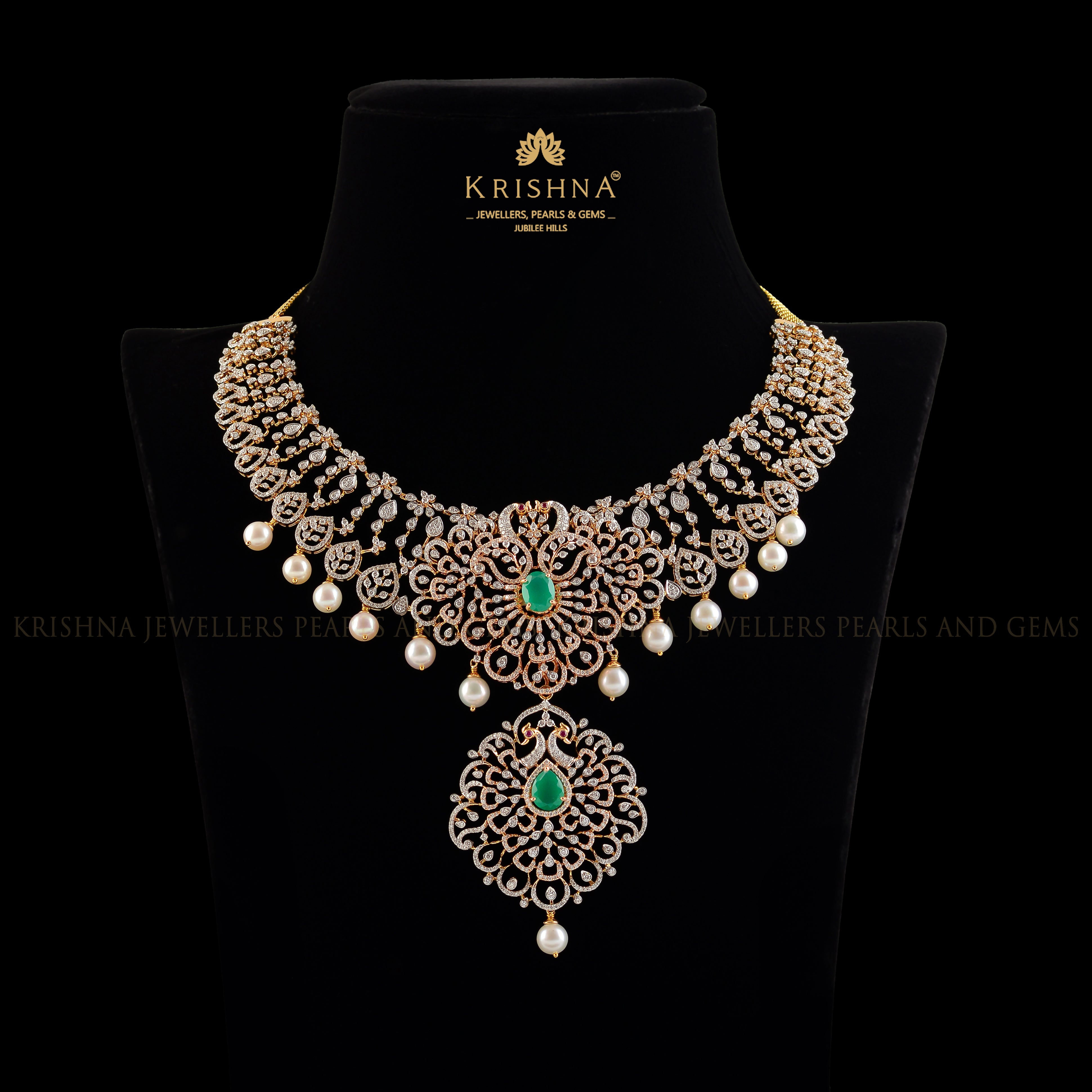Luxy Diamond Necklace In Rose Gold - Krishna Jewellers Pearls and Gems