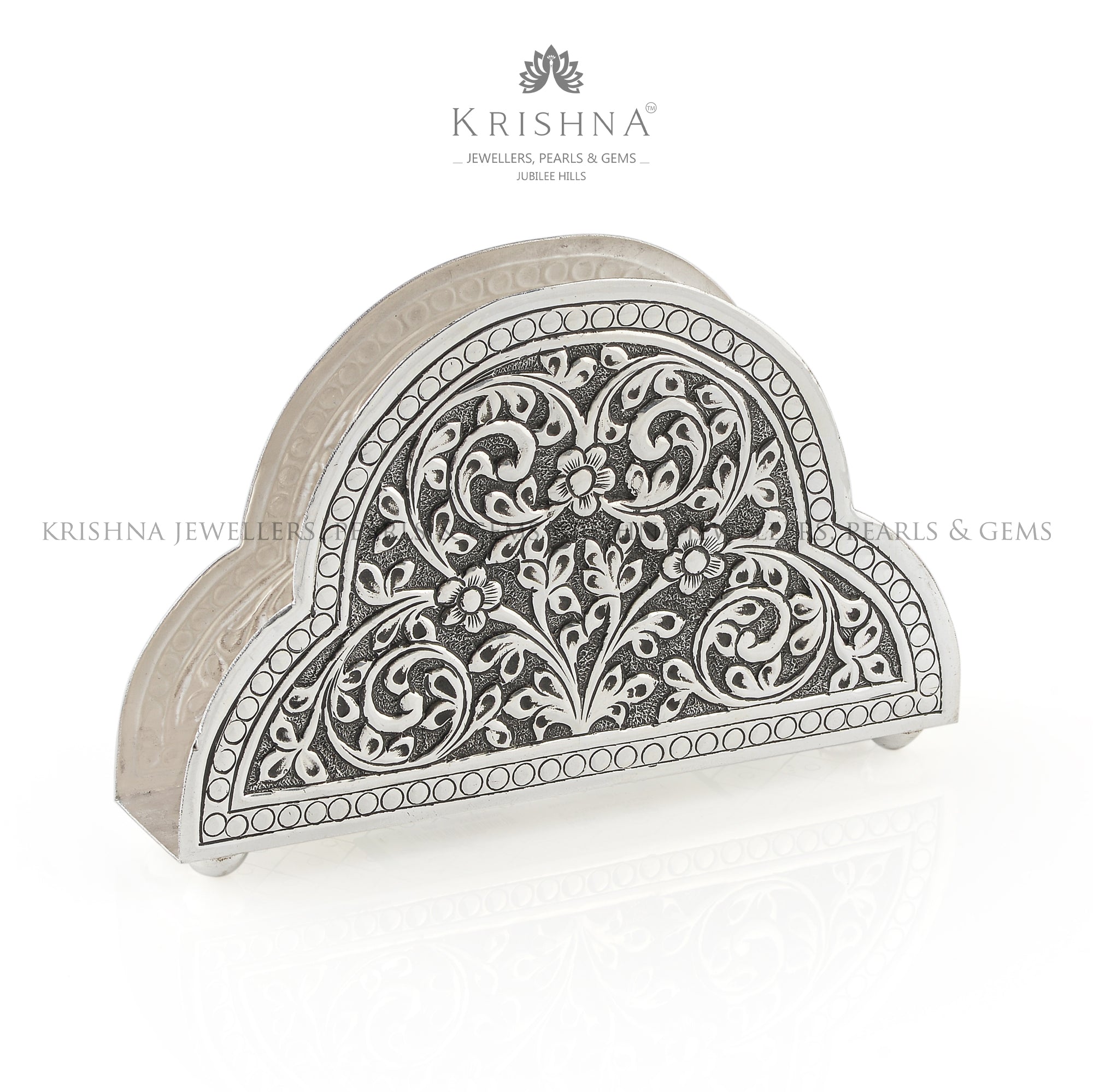 Indian Silver tissue box in Antique Finish - Krishna Jewellers Pearls and Gems