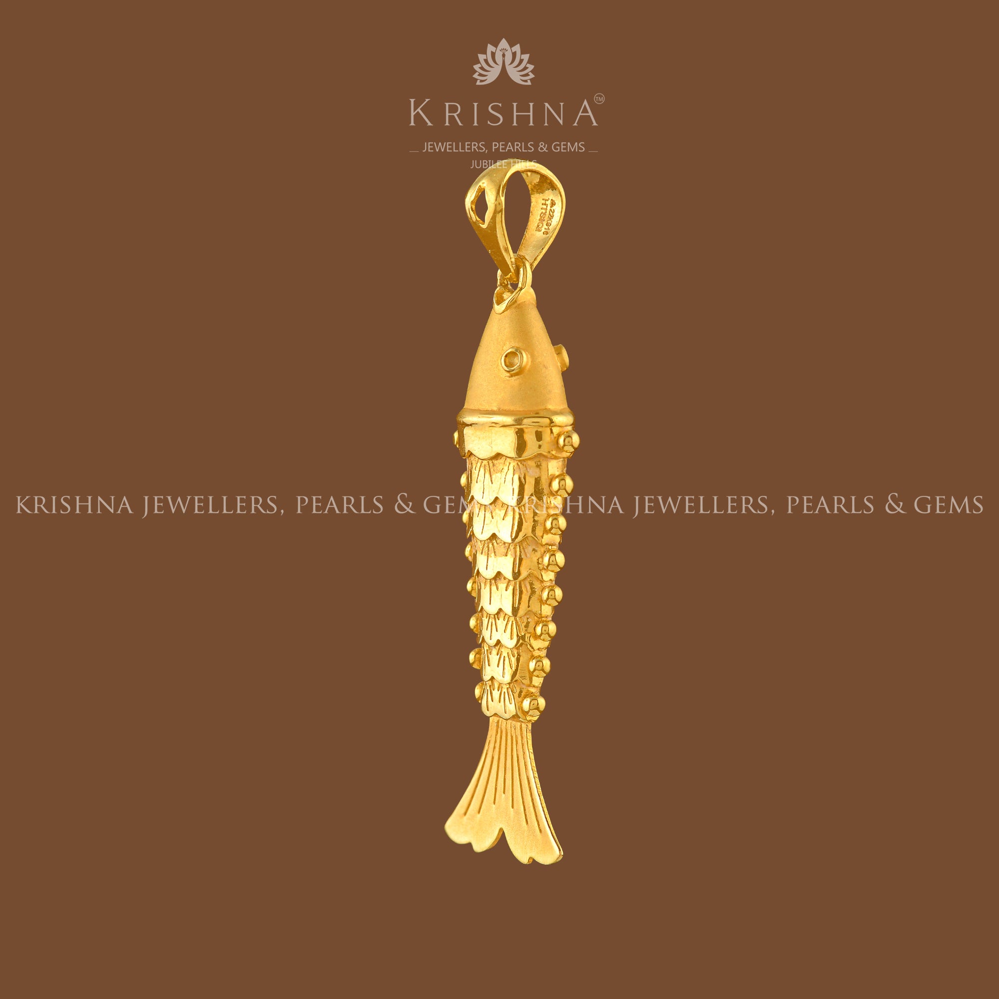 Golden Fish Locket - Krishna Jewellers Pearls and Gems