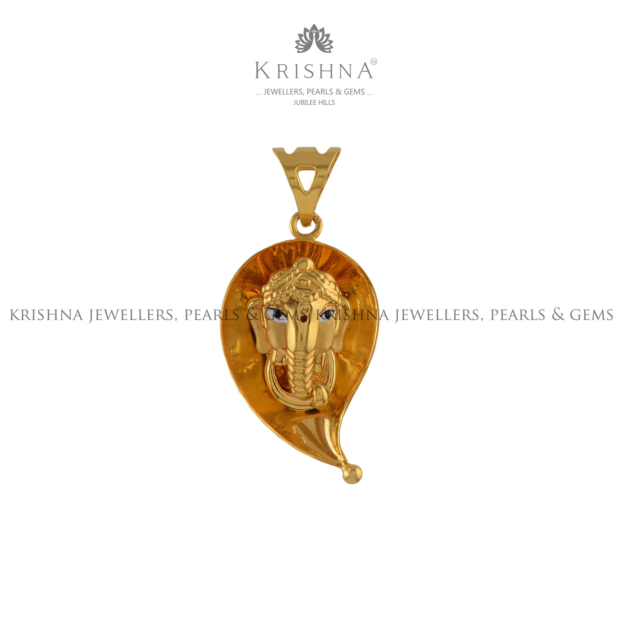 Ganesha Leaf Pendant in Gold - Krishna Jewellers Pearls and Gems