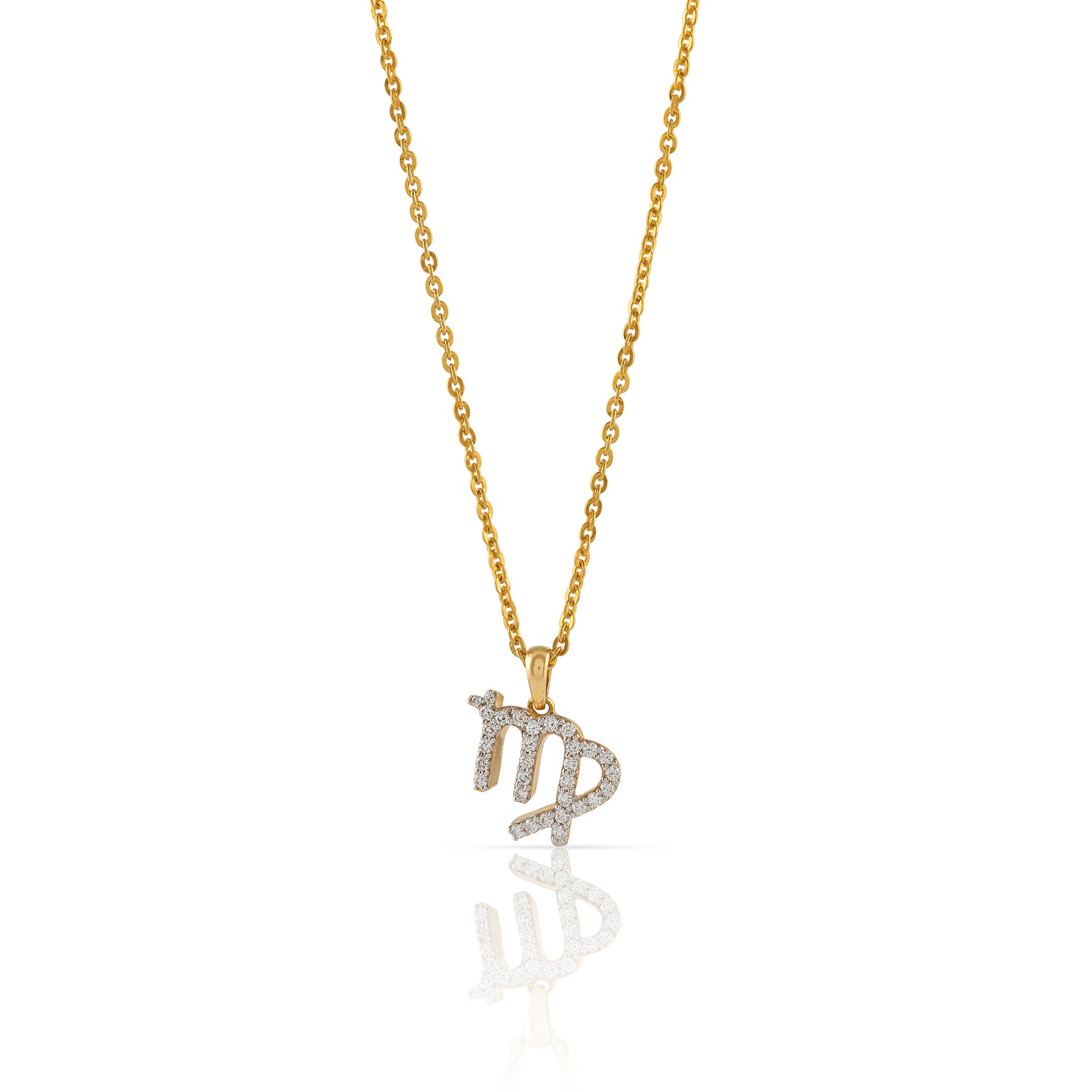 Gold Chain Virgo Zodiac Diamond Pendant - Krishna Jewellers Pearls and Gems