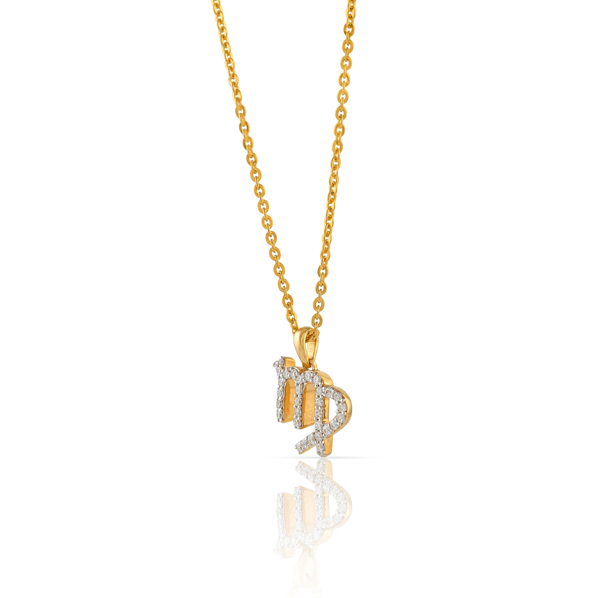 Gold Chain Virgo Zodiac Diamond Pendant - Krishna Jewellers Pearls and Gems
