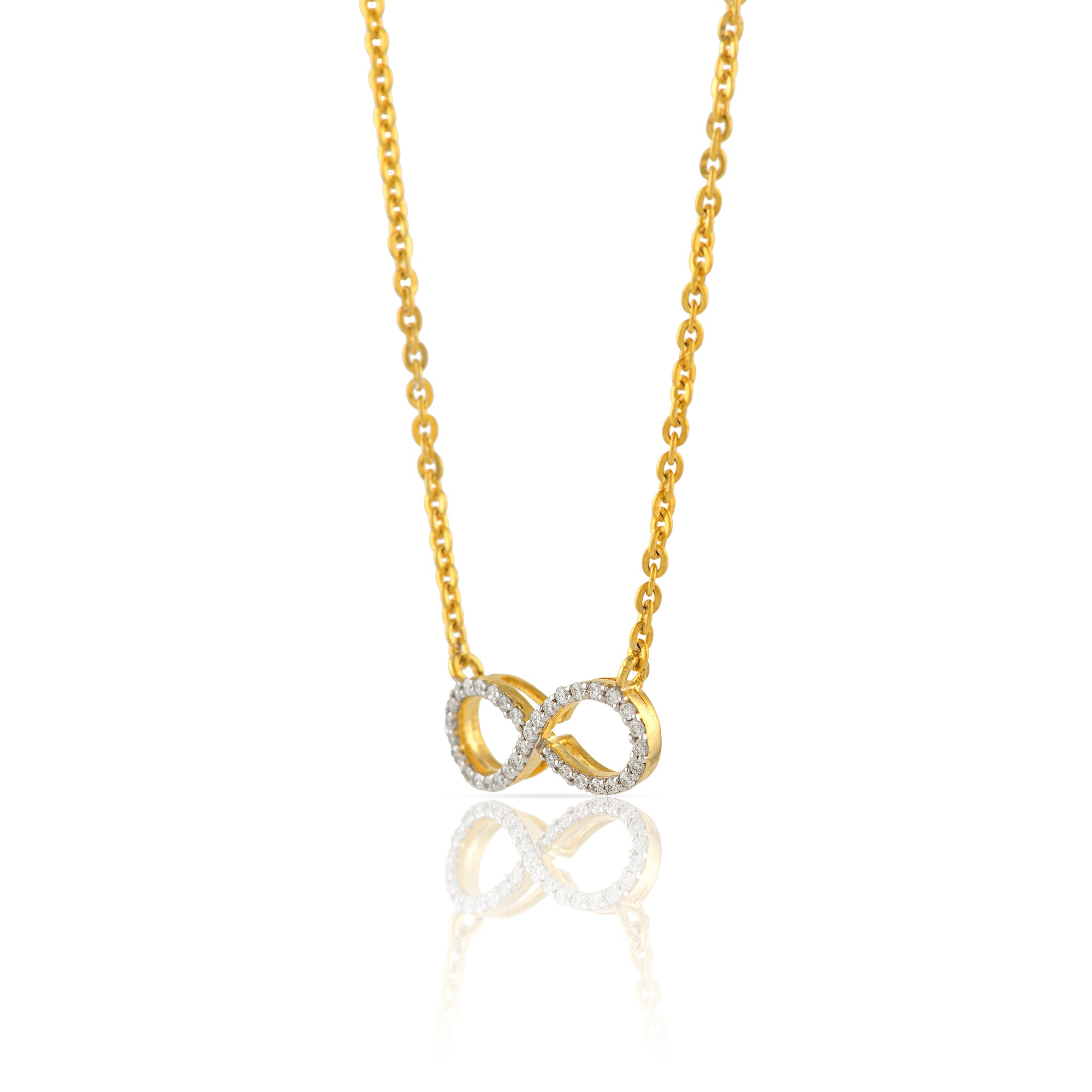 Gold Chain Infinity Diamond Pendant - Krishna Jewellers Pearls and Gems