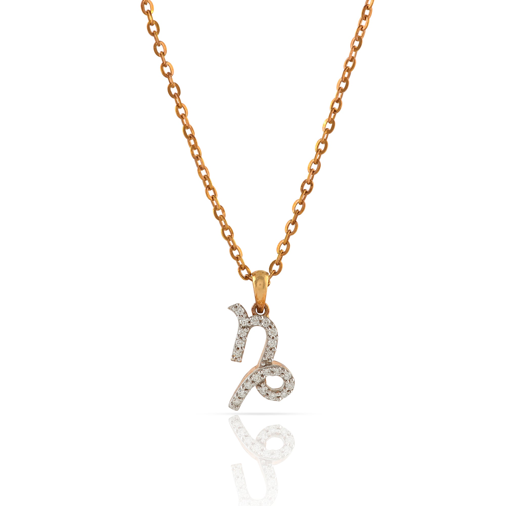 Gold Chain Capricorn Diamond Pendant - Krishna Jewellers Pearls and Gems
