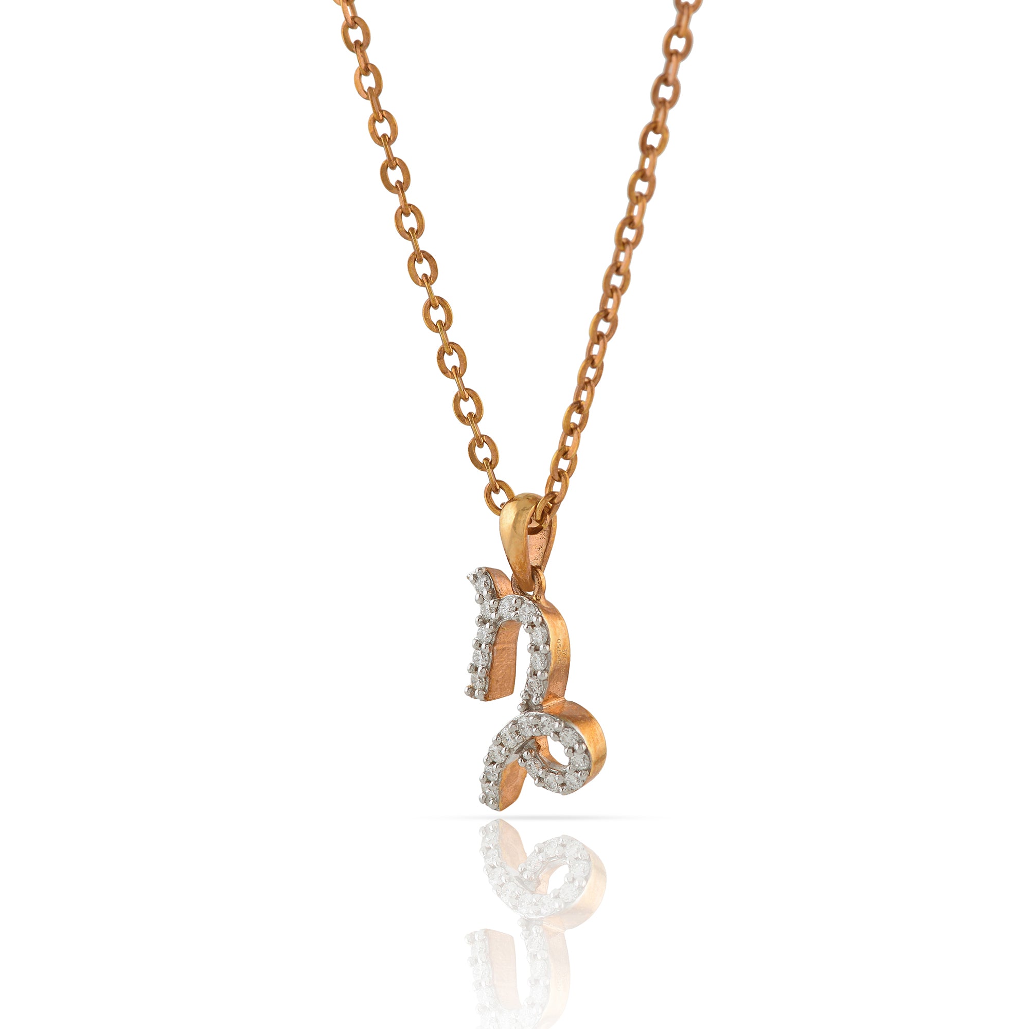 Gold Chain Capricorn Diamond Pendant - Krishna Jewellers Pearls and Gems