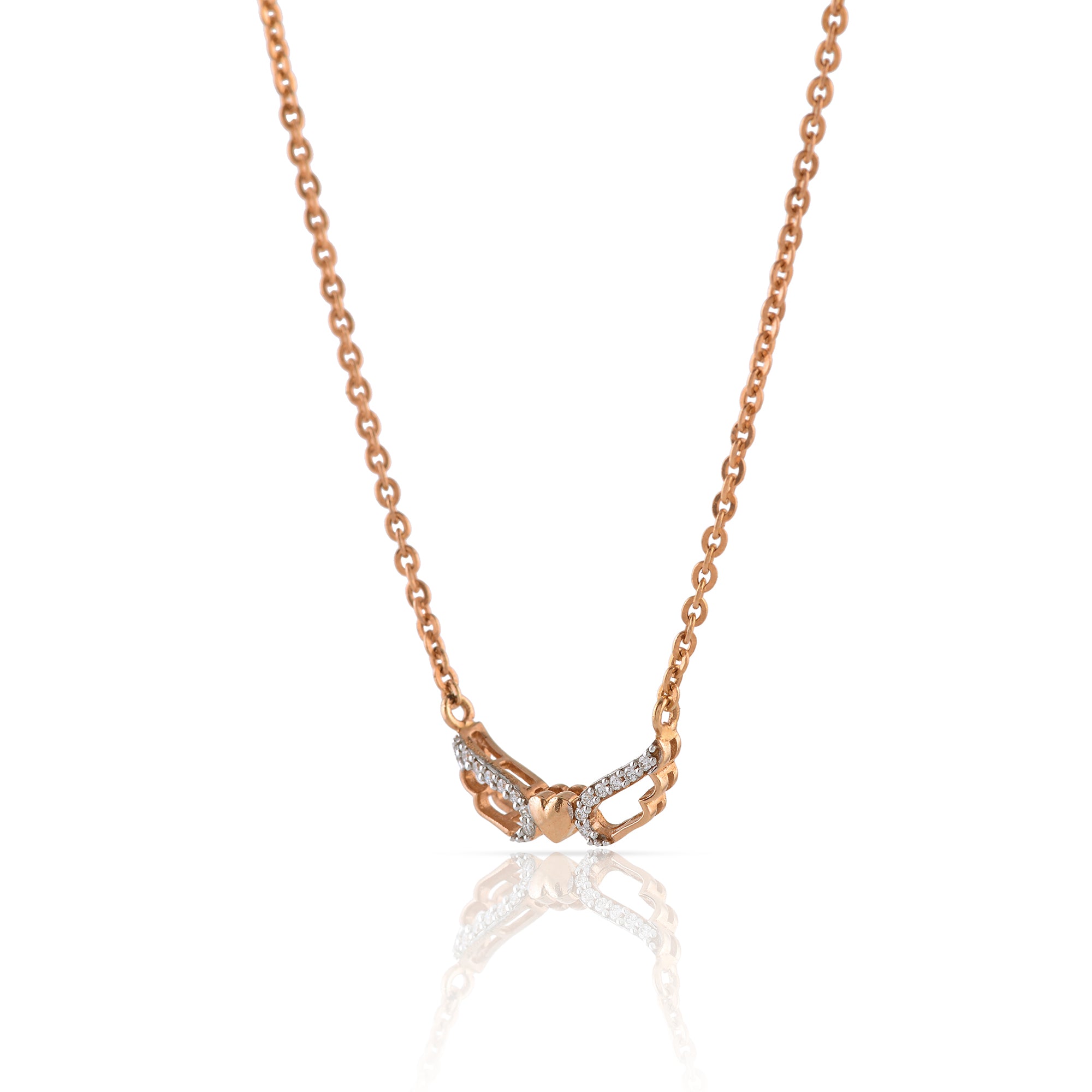 Gold Heart Wings Diamond Pendant - Krishna Jewellers Pearls and Gems