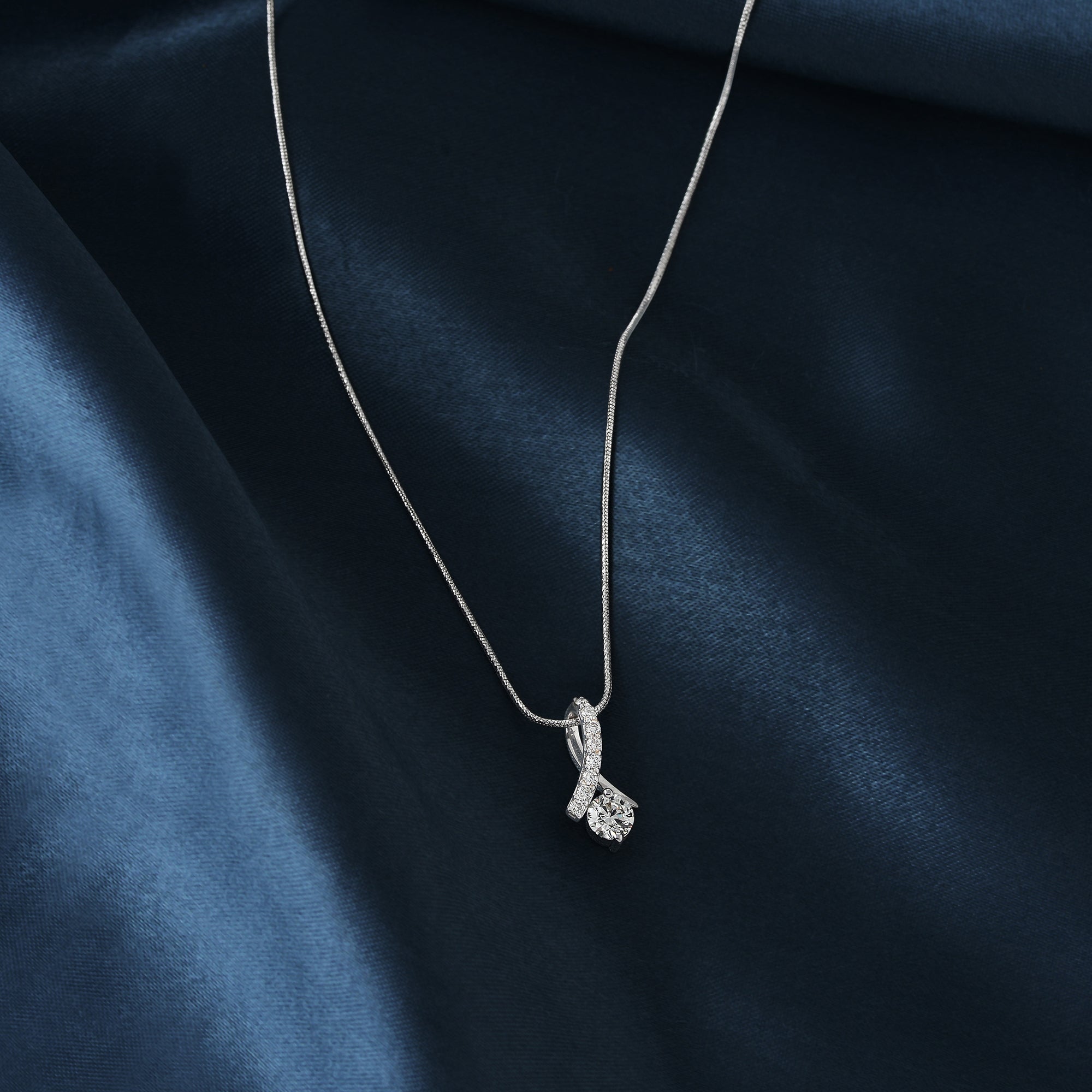 Diamond Chain Ribbon Style Diamond Pendant - Krishna Jewellers Pearls and Gems