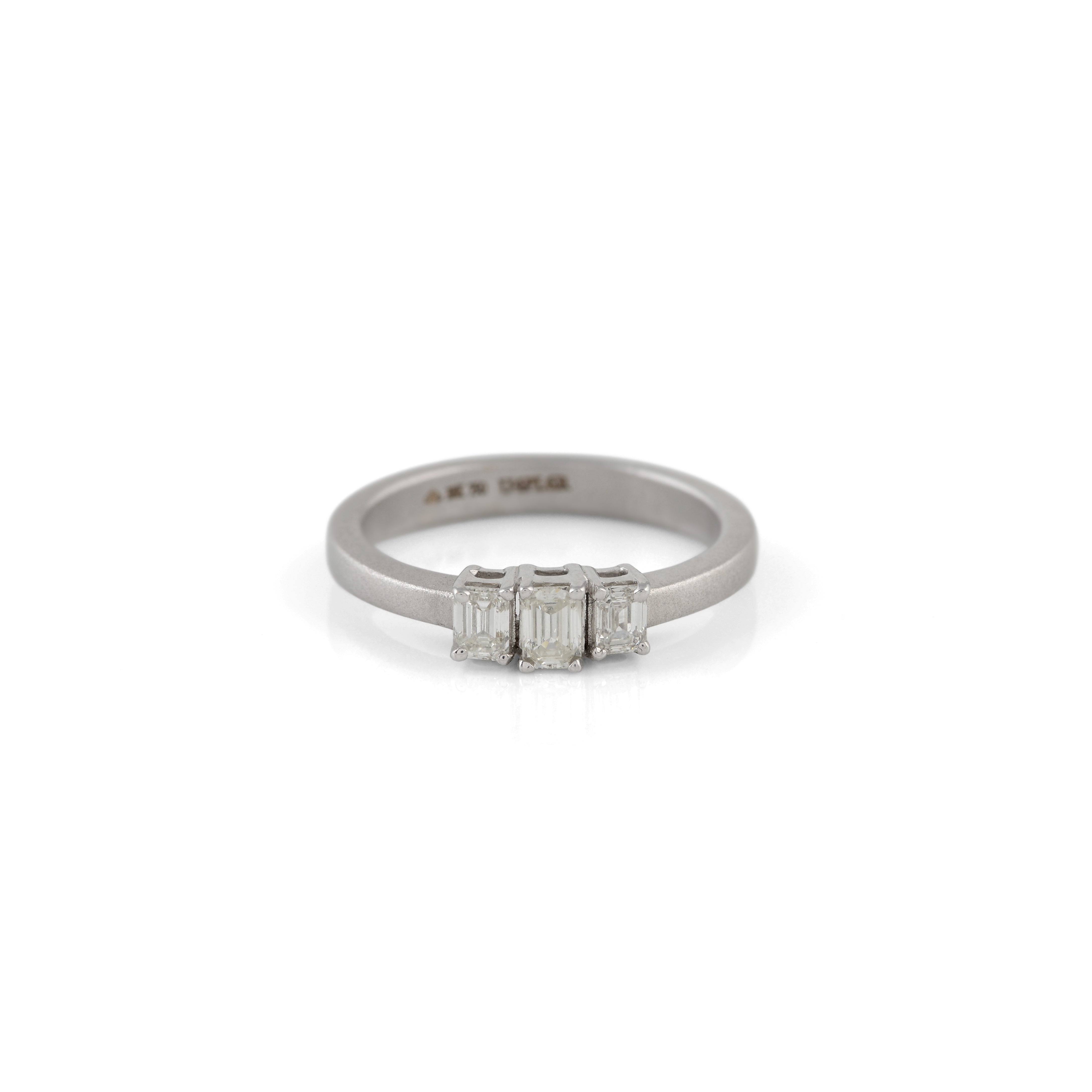 Emerald Cut Tri Diamond Ring - Krishna Jewellers Pearls and Gems