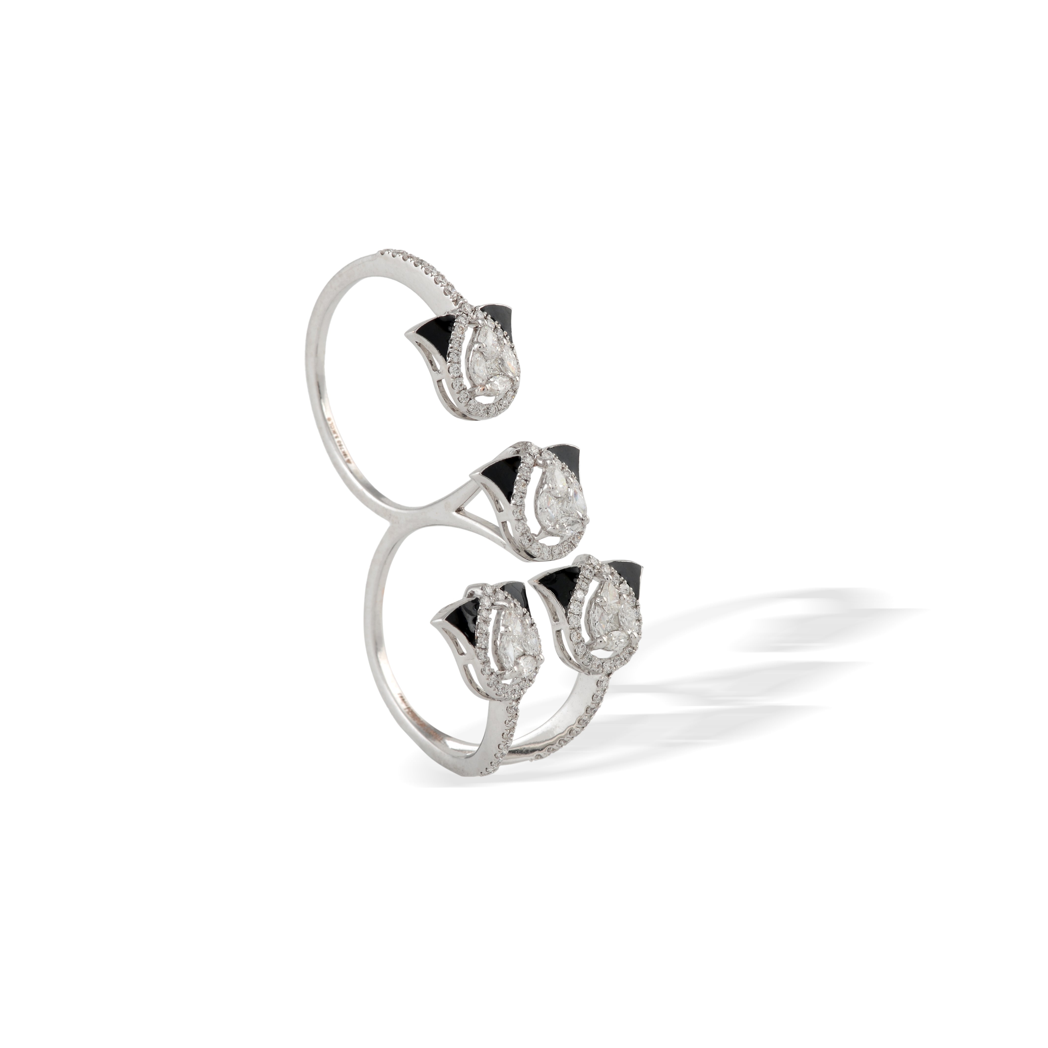 Double Ring Pear Cut Diamond Ring - Krishna Jewellers Pearls and Gems