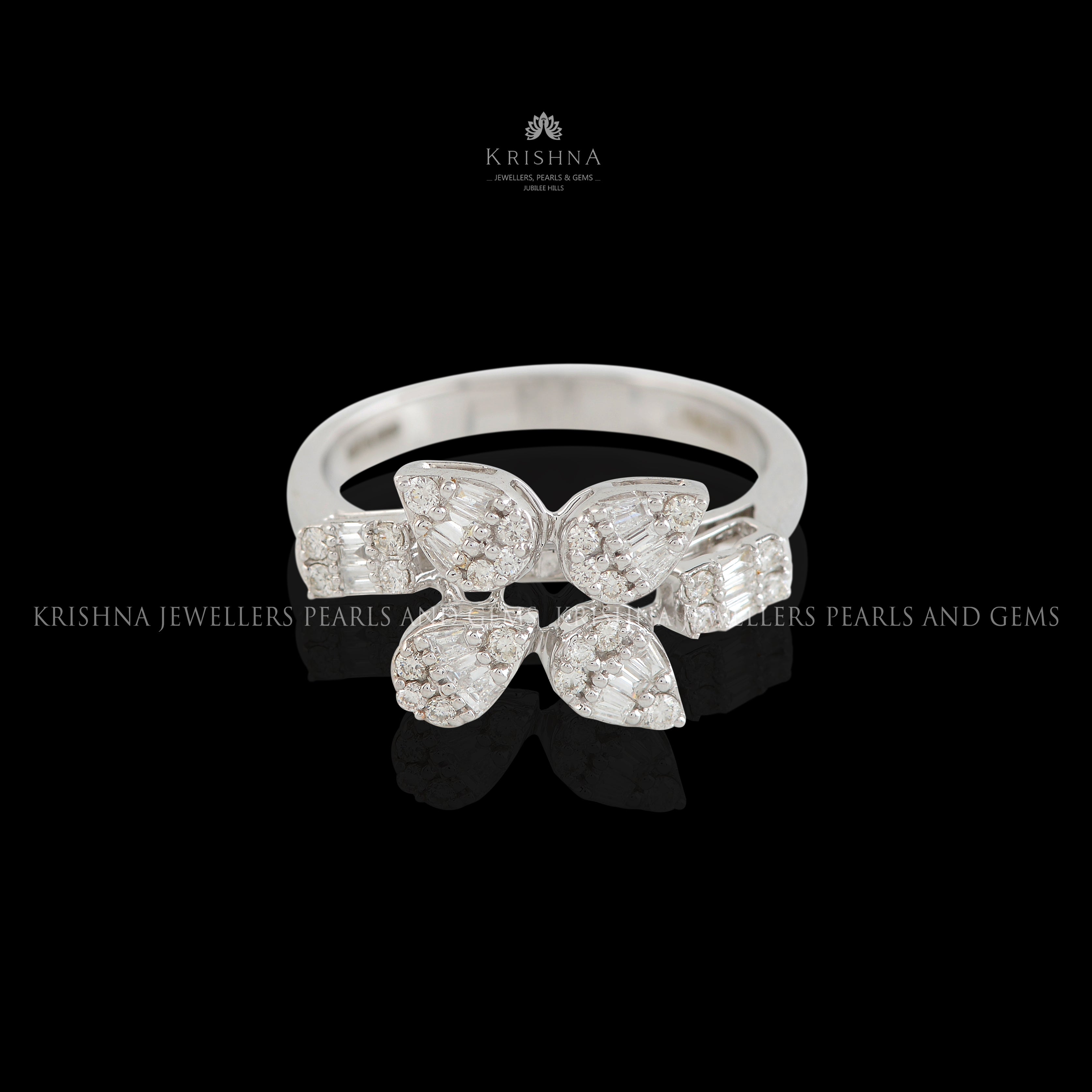 Regal Pear Cut Floral Diamond Ring - Krishna Jewellers Pearls and Gems
