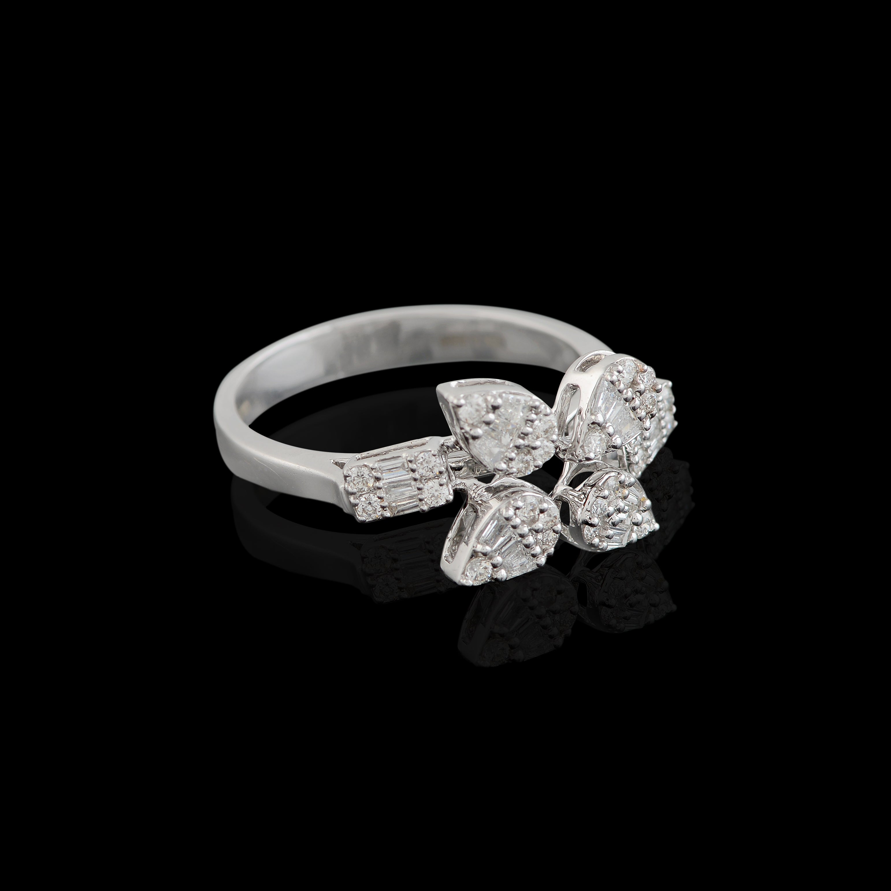 Regal Pear Cut Floral Diamond Ring - Krishna Jewellers Pearls and Gems