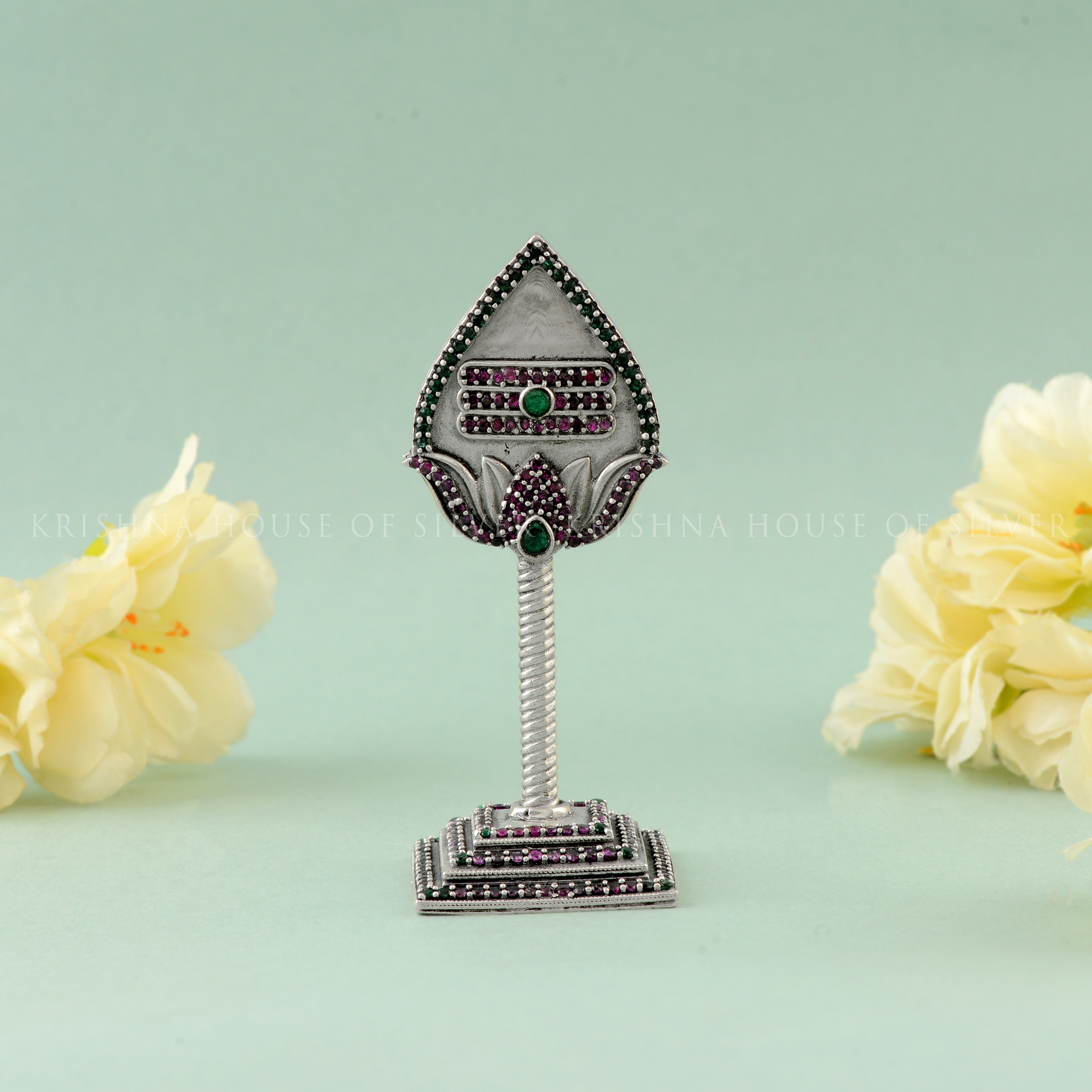 Handcrafted 92.5 Silver Murugan Vel with Gemstones