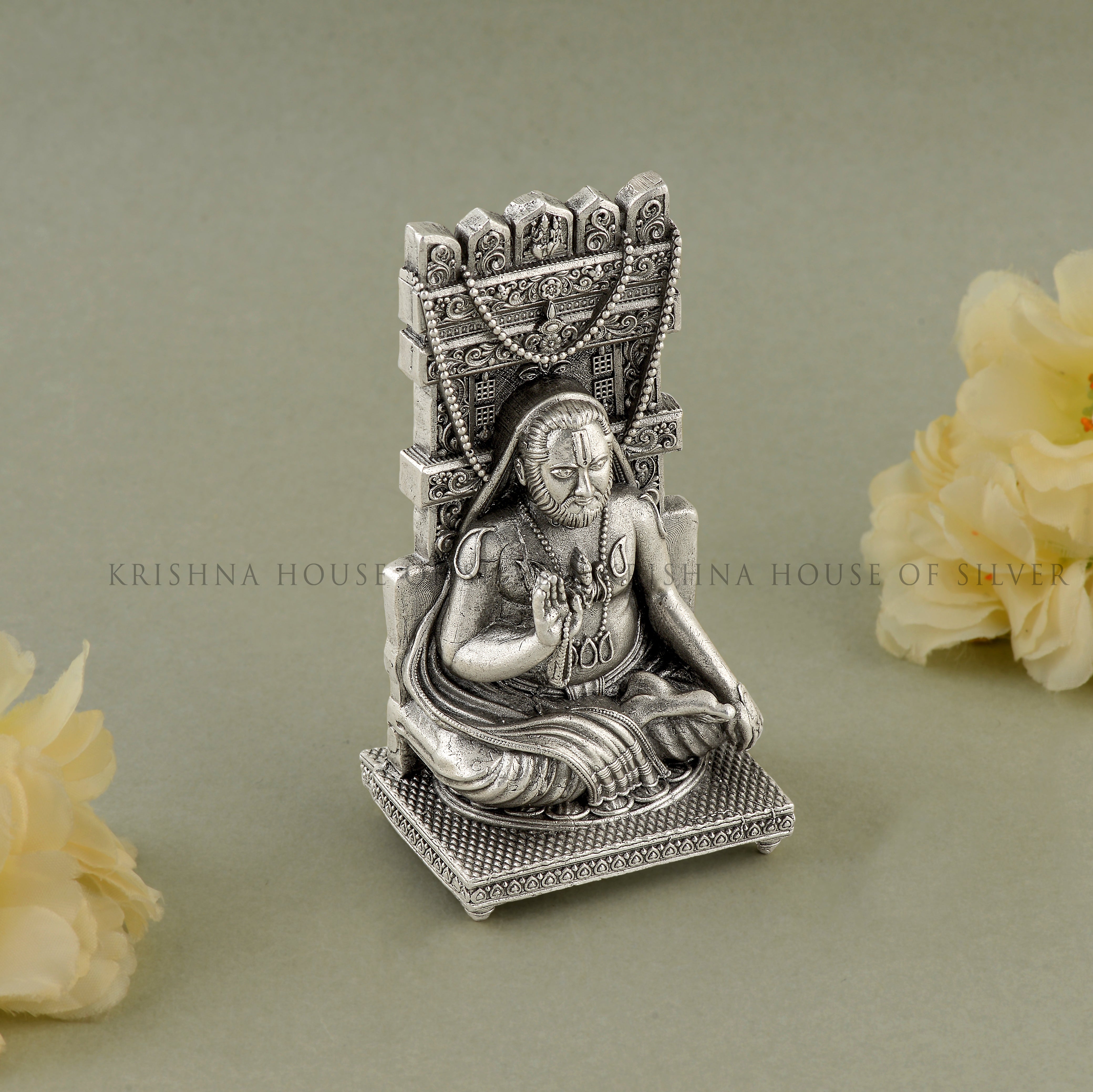 Radiant Silver Idol of Saint Raghavendra Swami