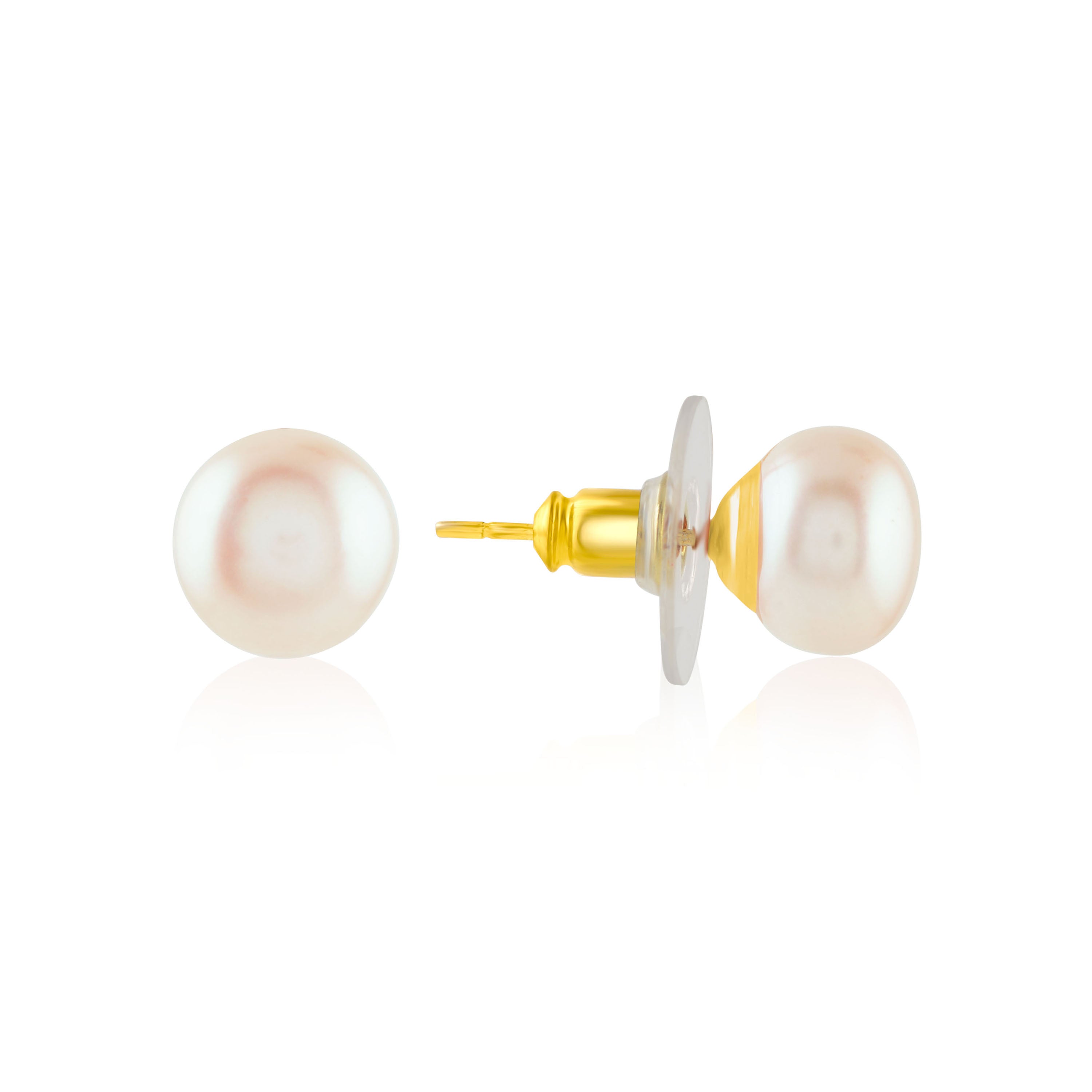 Classic Peach-colored Freshwater Pearls Studs Earrings - Krishna Jewellers Pearls and Gems
