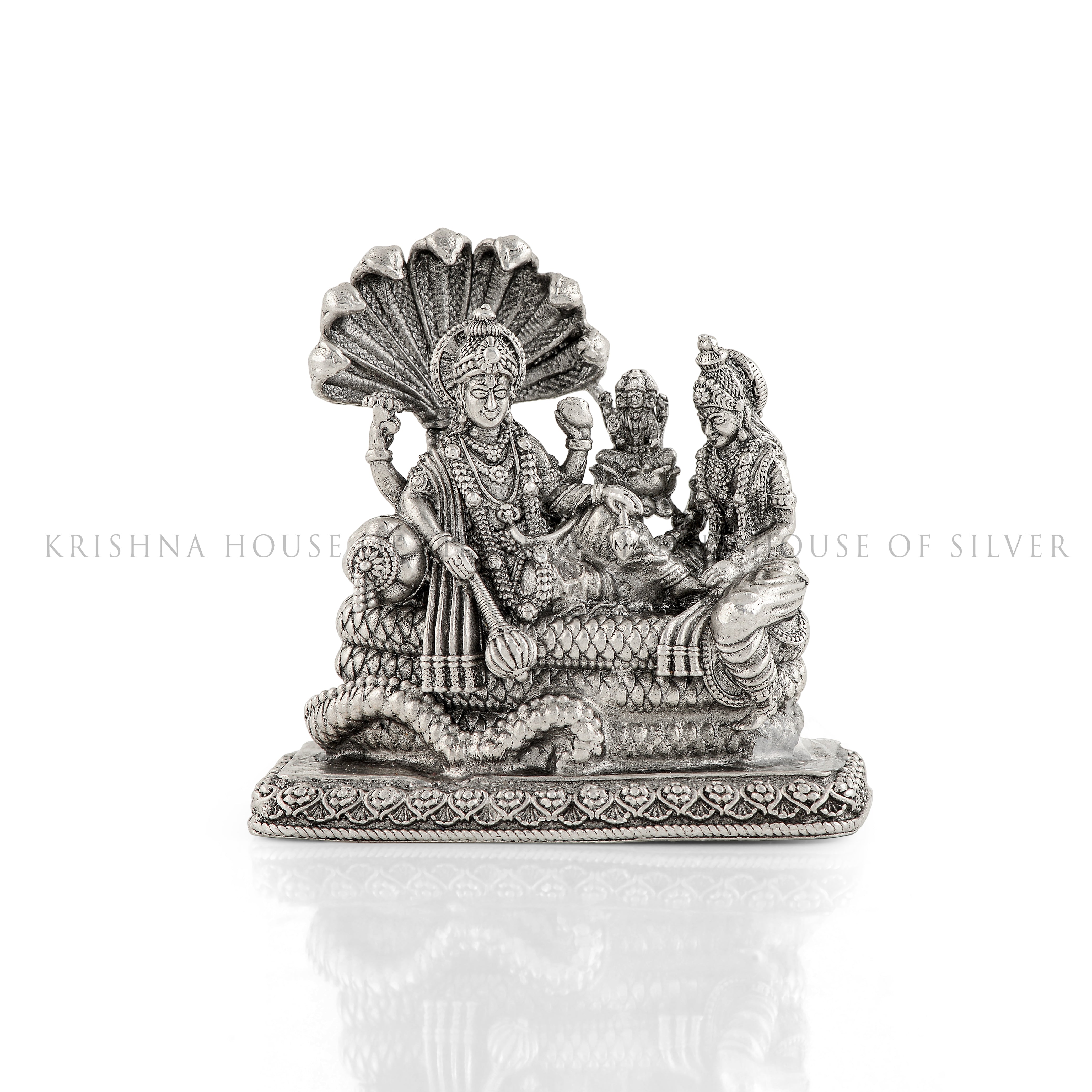 Vishnu Laxmi With Sesha Naga Idol In Silver