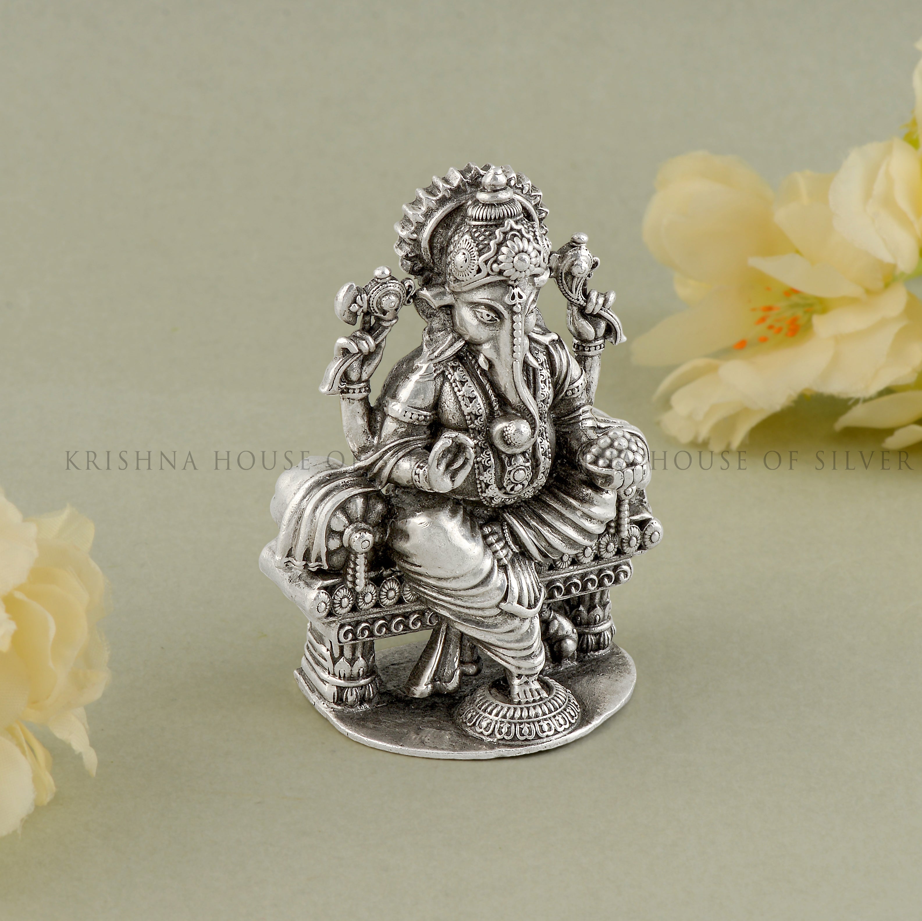 Sterling Silver Ganesh Idol for Home Temple 92.5