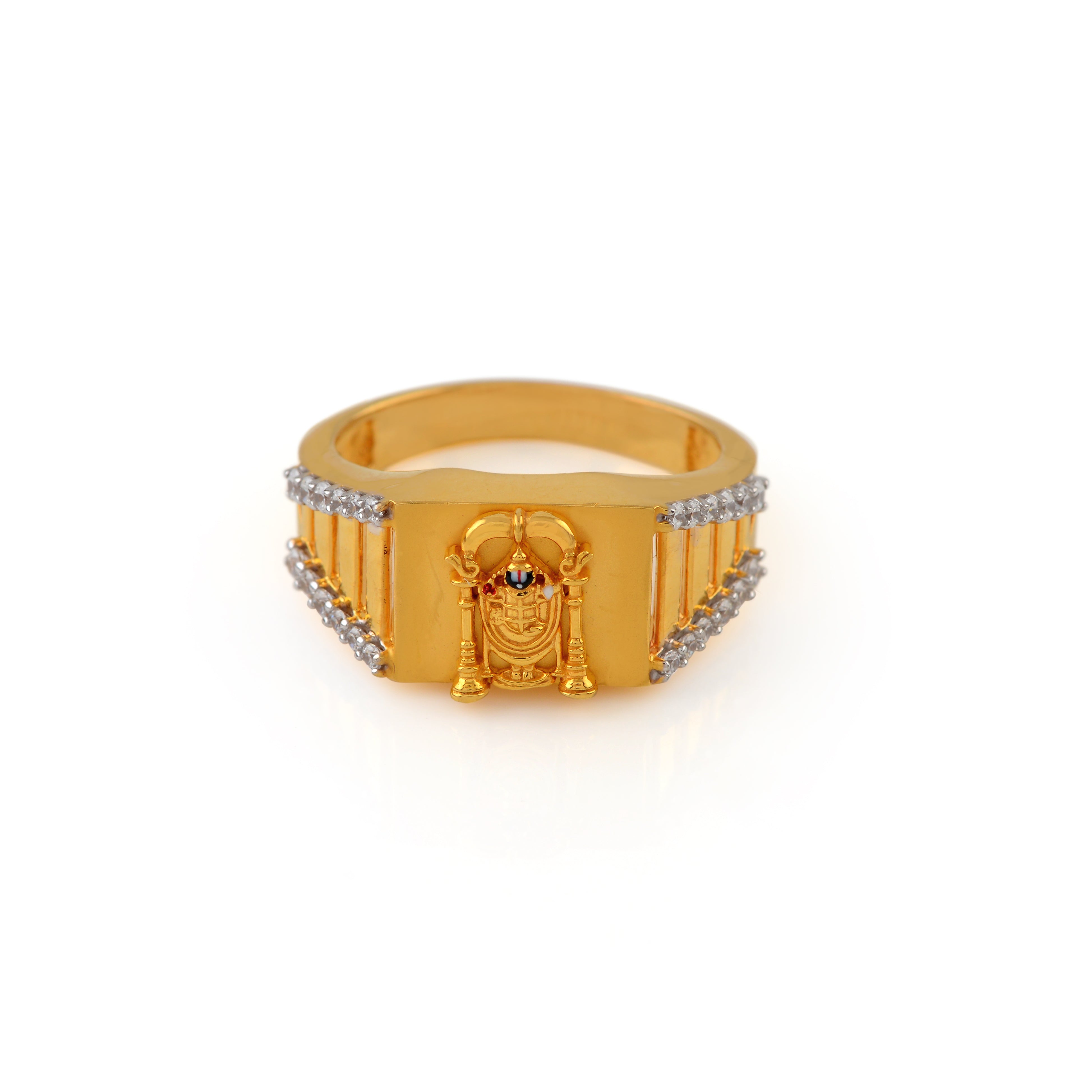 22K Gold Finger Ring With Balaji Engraving - Krishna Jewellers Pearls and Gems