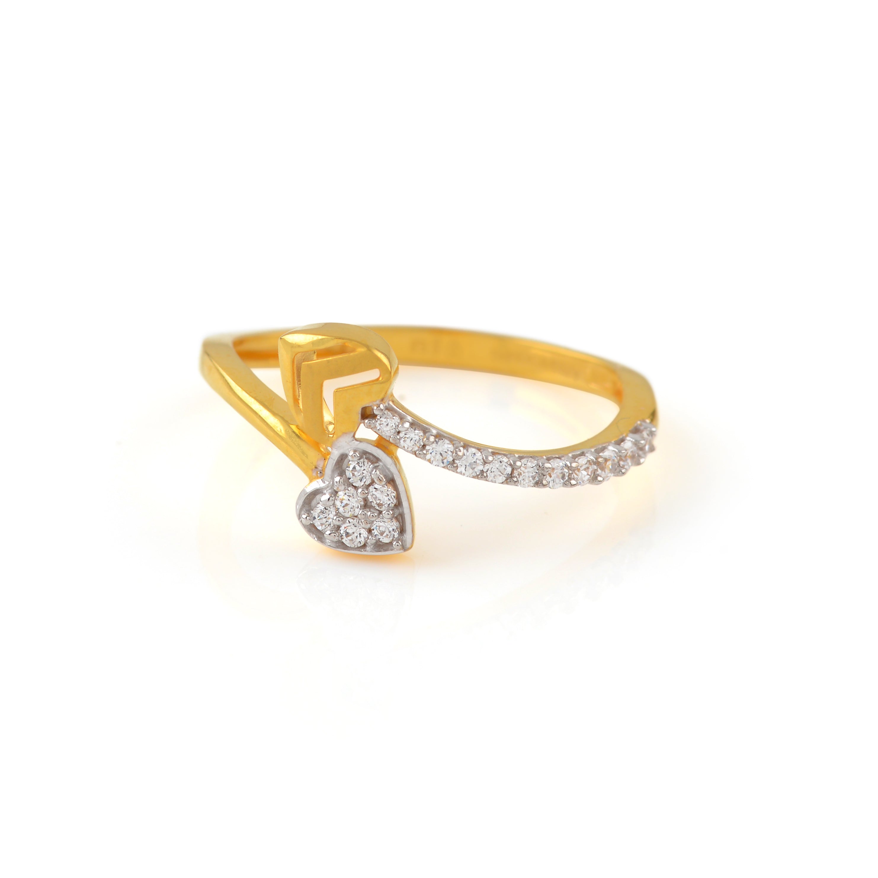 Beautiful Gold Finger Ring in Heart Motif - Krishna Jewellers Pearls and Gems