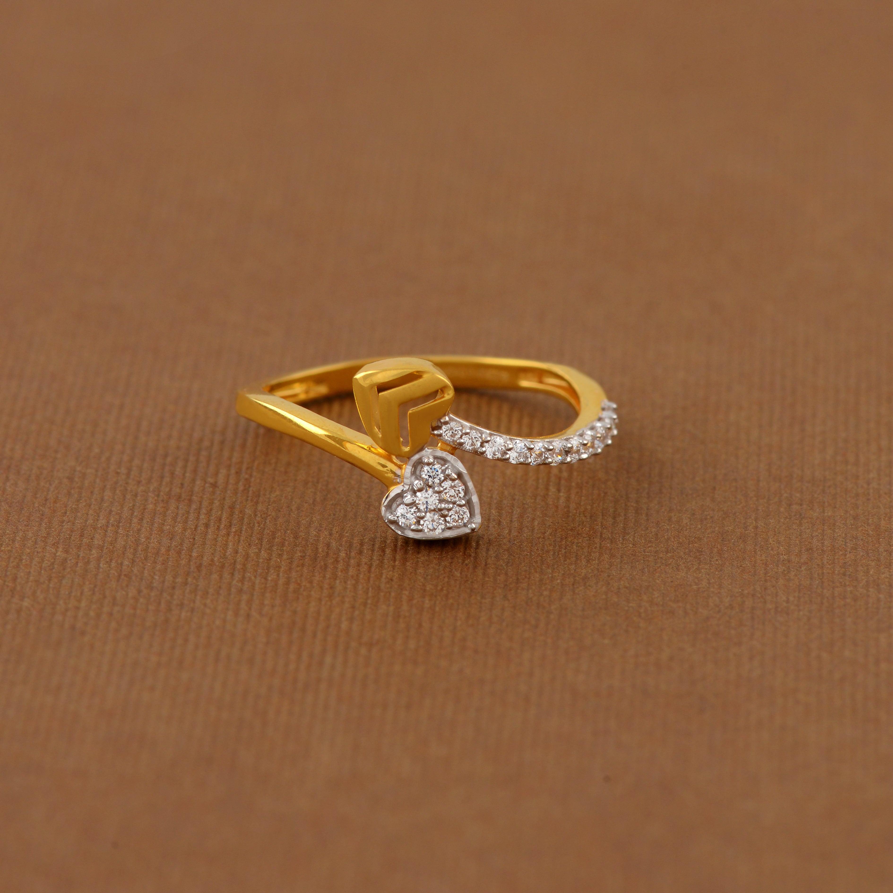 Beautiful Gold Finger Ring in Heart Motif - Krishna Jewellers Pearls and Gems