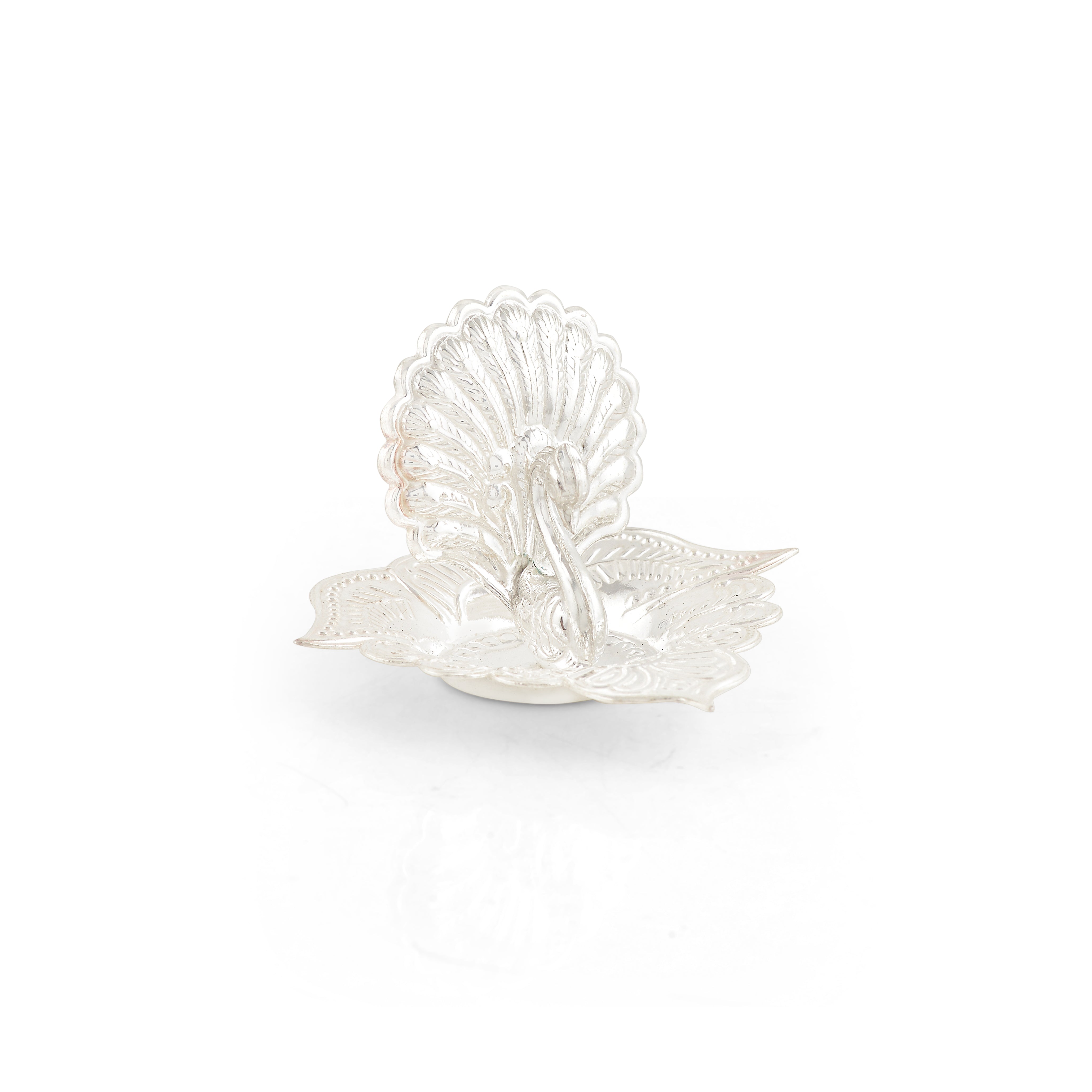 Pure Silver Peacock Motif Agarbatti Stand – Small Pooja Essential