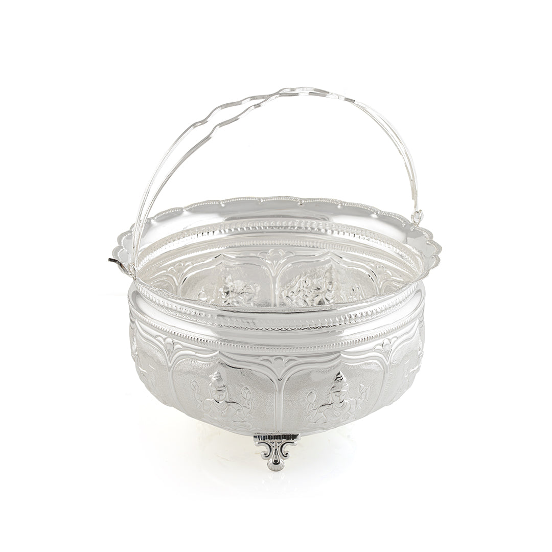 Silver Flower Bowl for Pooja