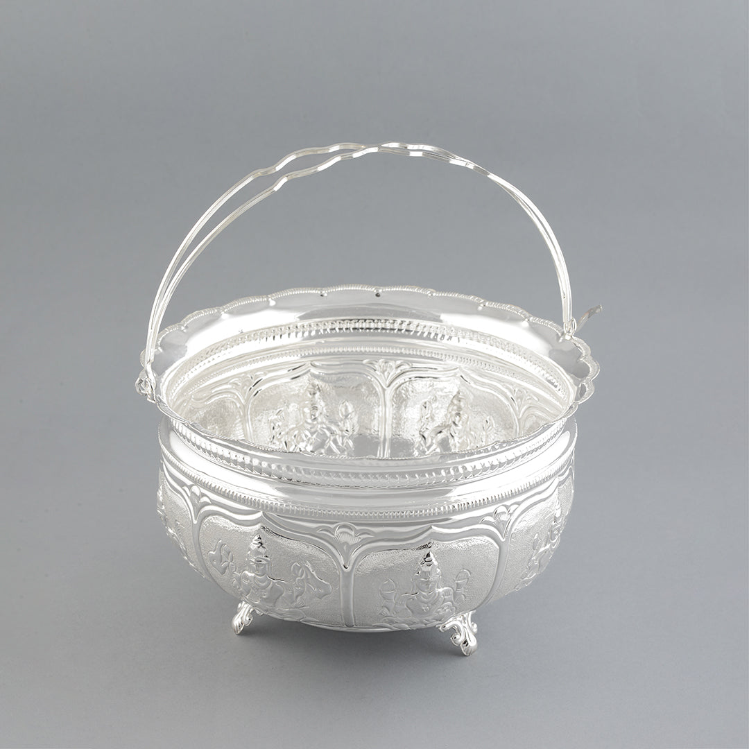 Silver Flower Bowl for Pooja