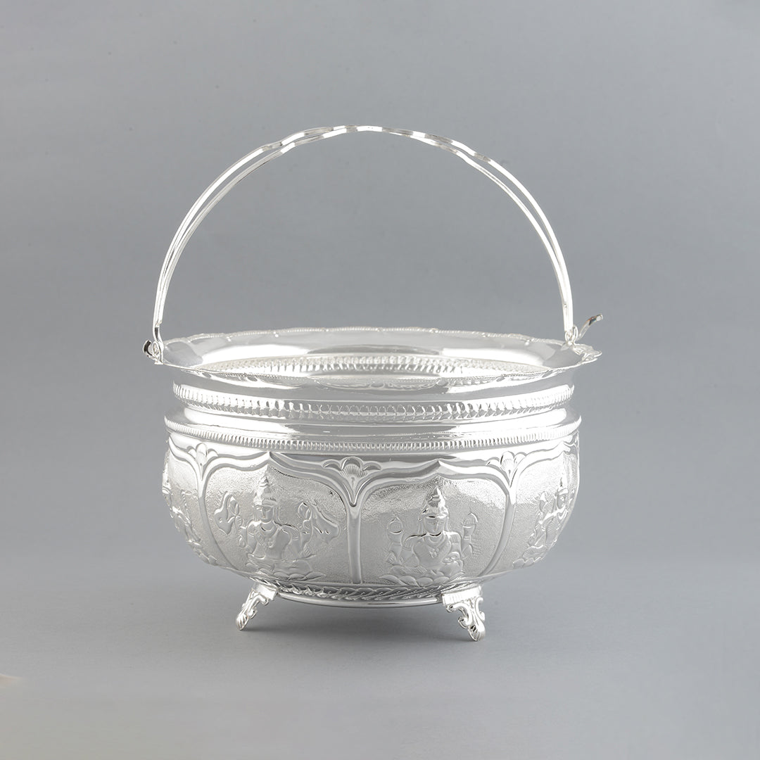 Silver Flower Bowl for Pooja