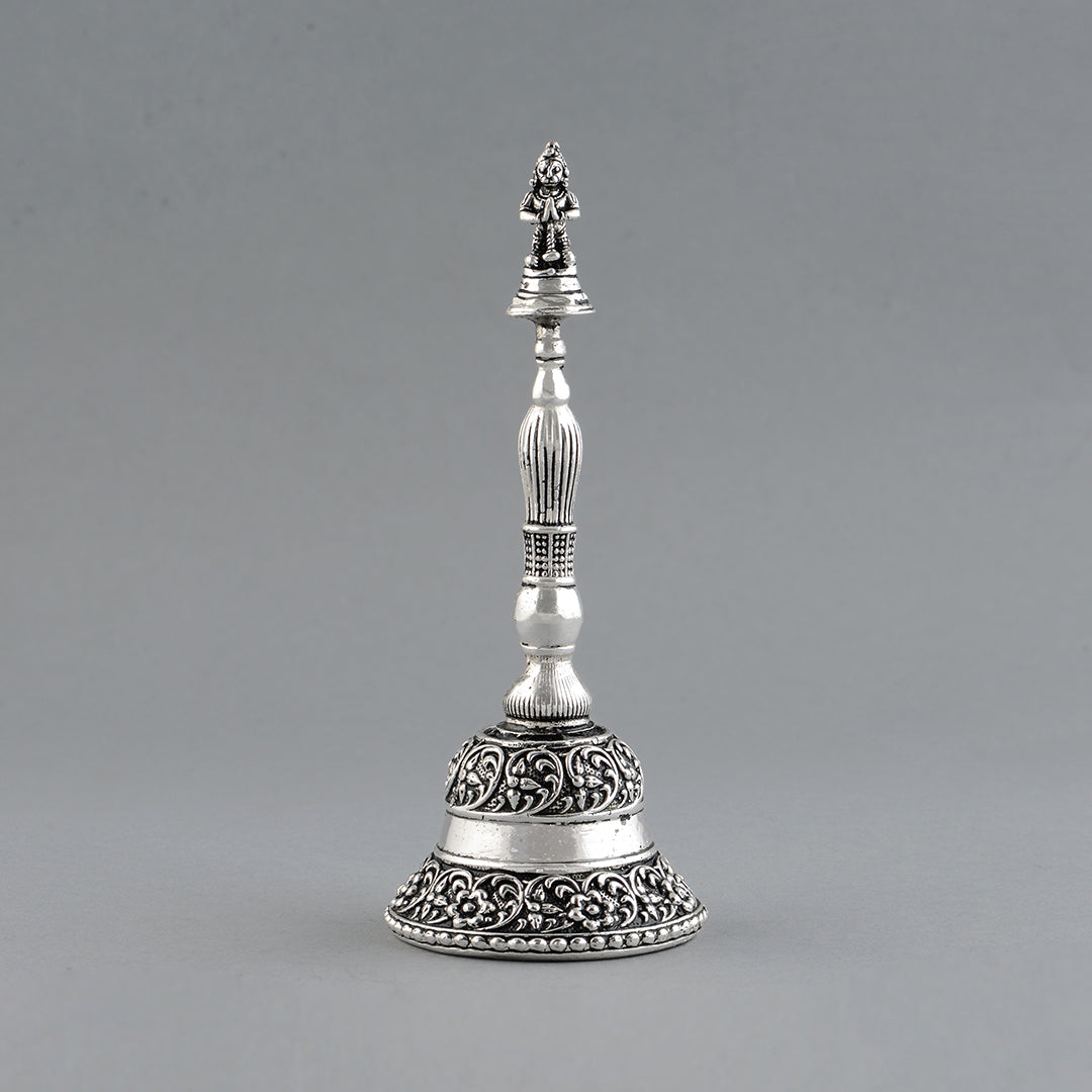 Anitque Silver Pooja Bell With Hanuman