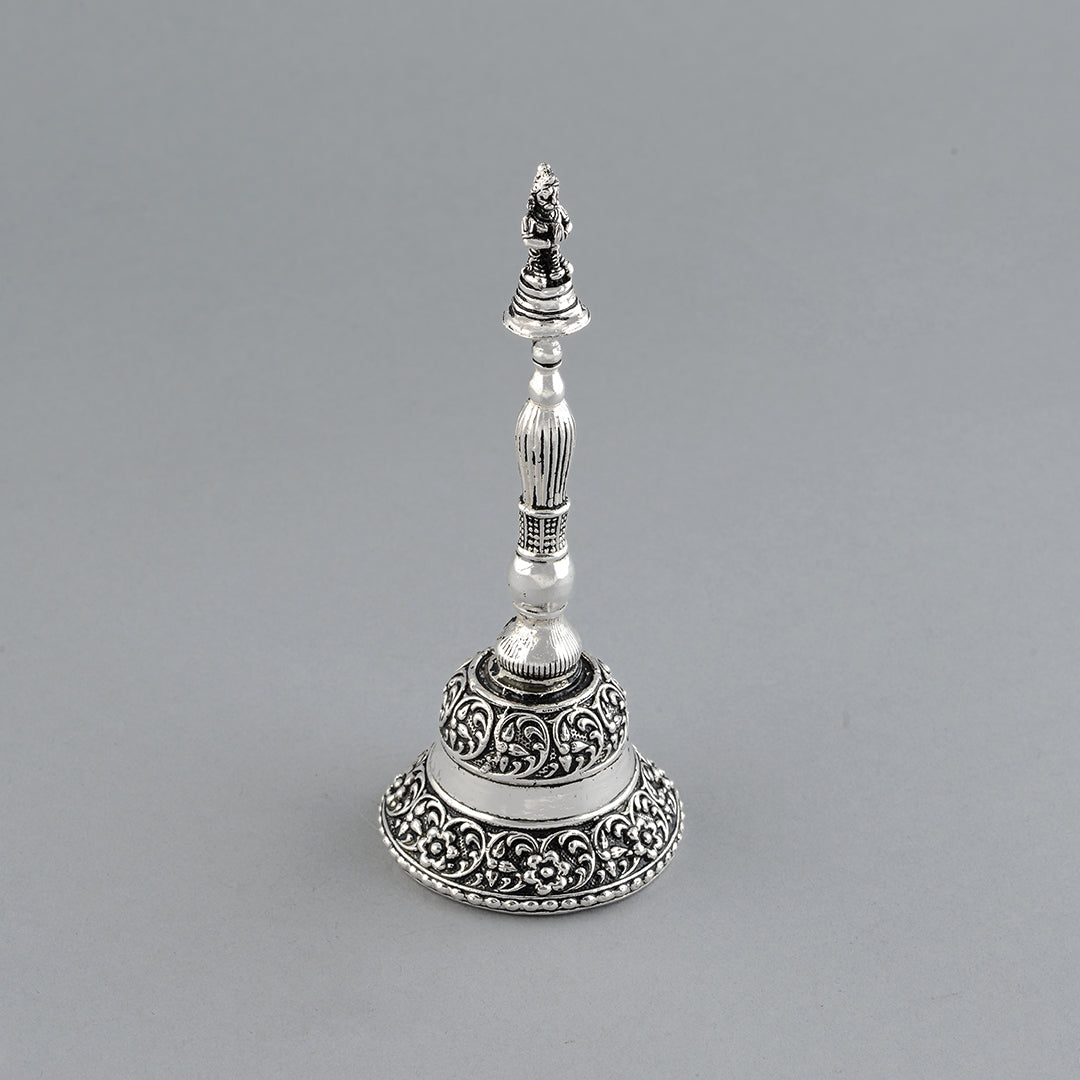 Anitque Silver Pooja Bell With Hanuman