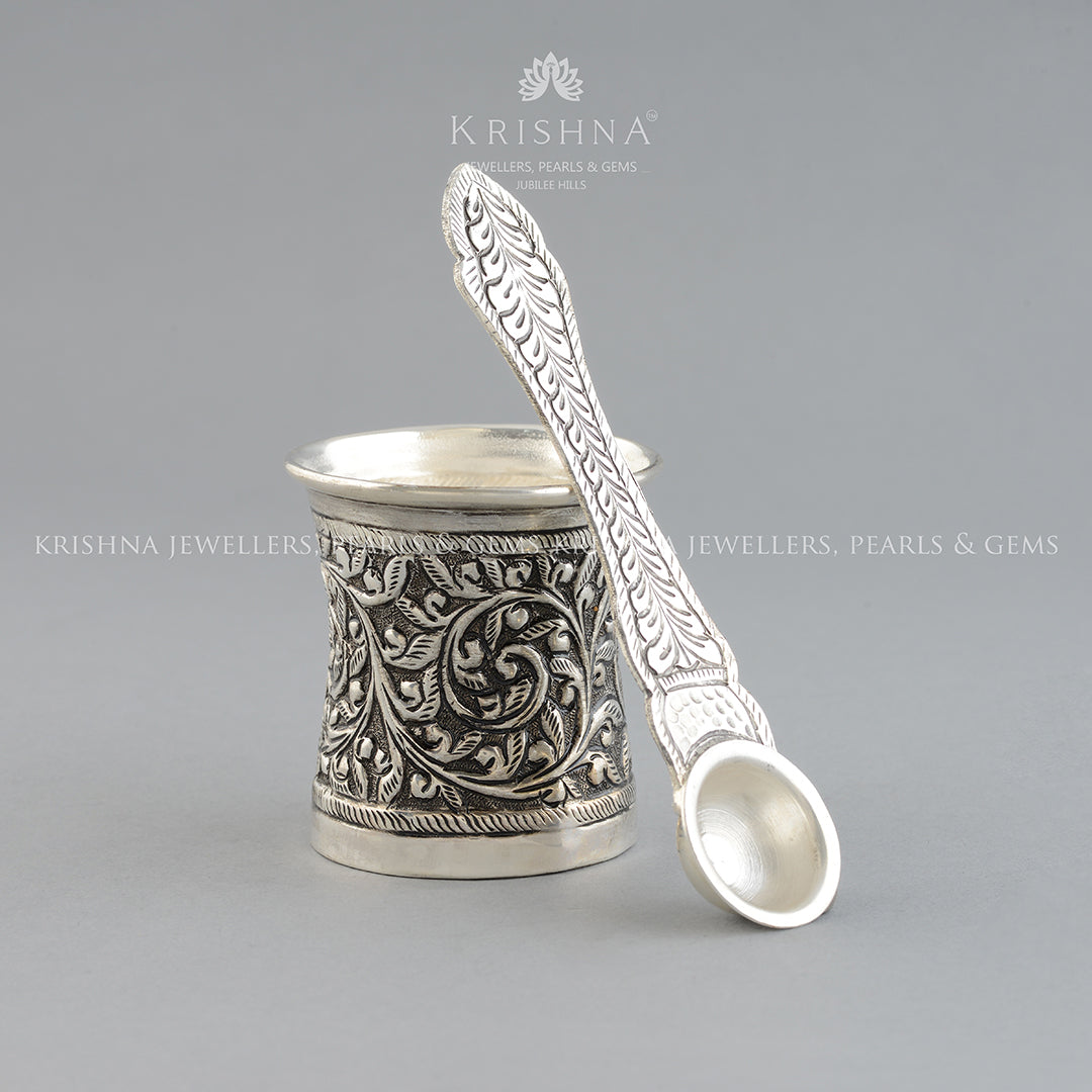Divine Panchapatra Set in Silver - Krishna Jewellers Pearls and Gems