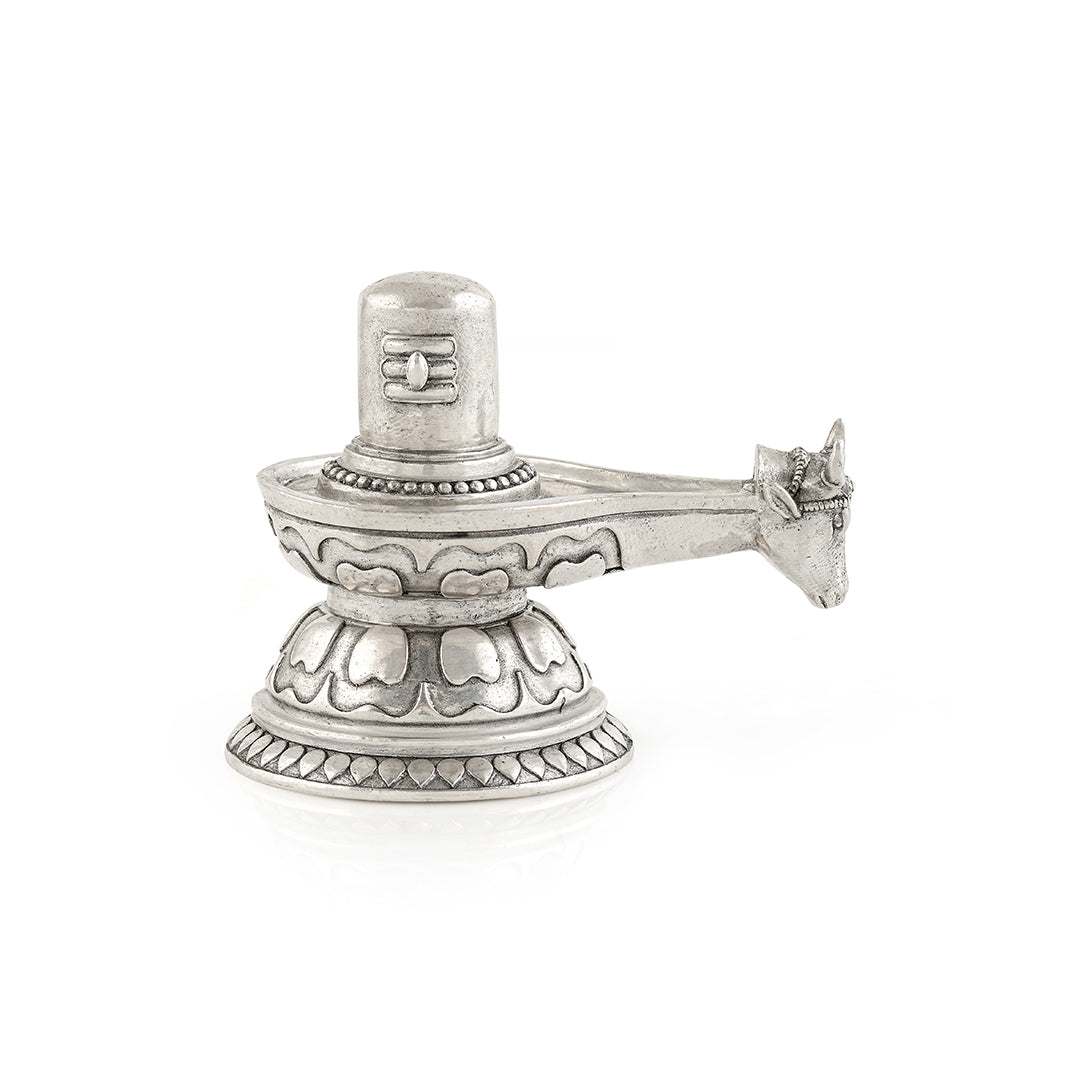 Divine Silver Shiva Lingam with Nandi