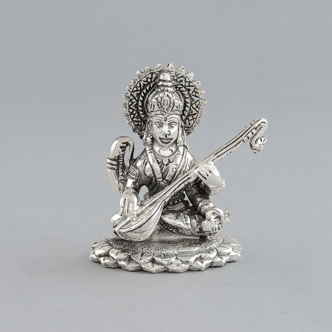 Maa Saraswati Idol in Silver