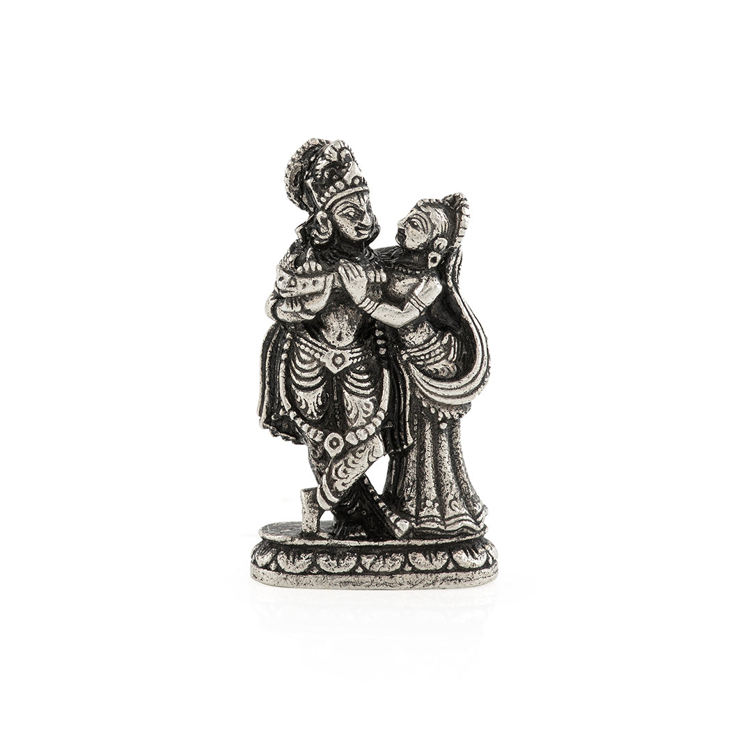 Radha Krishna Murti in Antique Silver