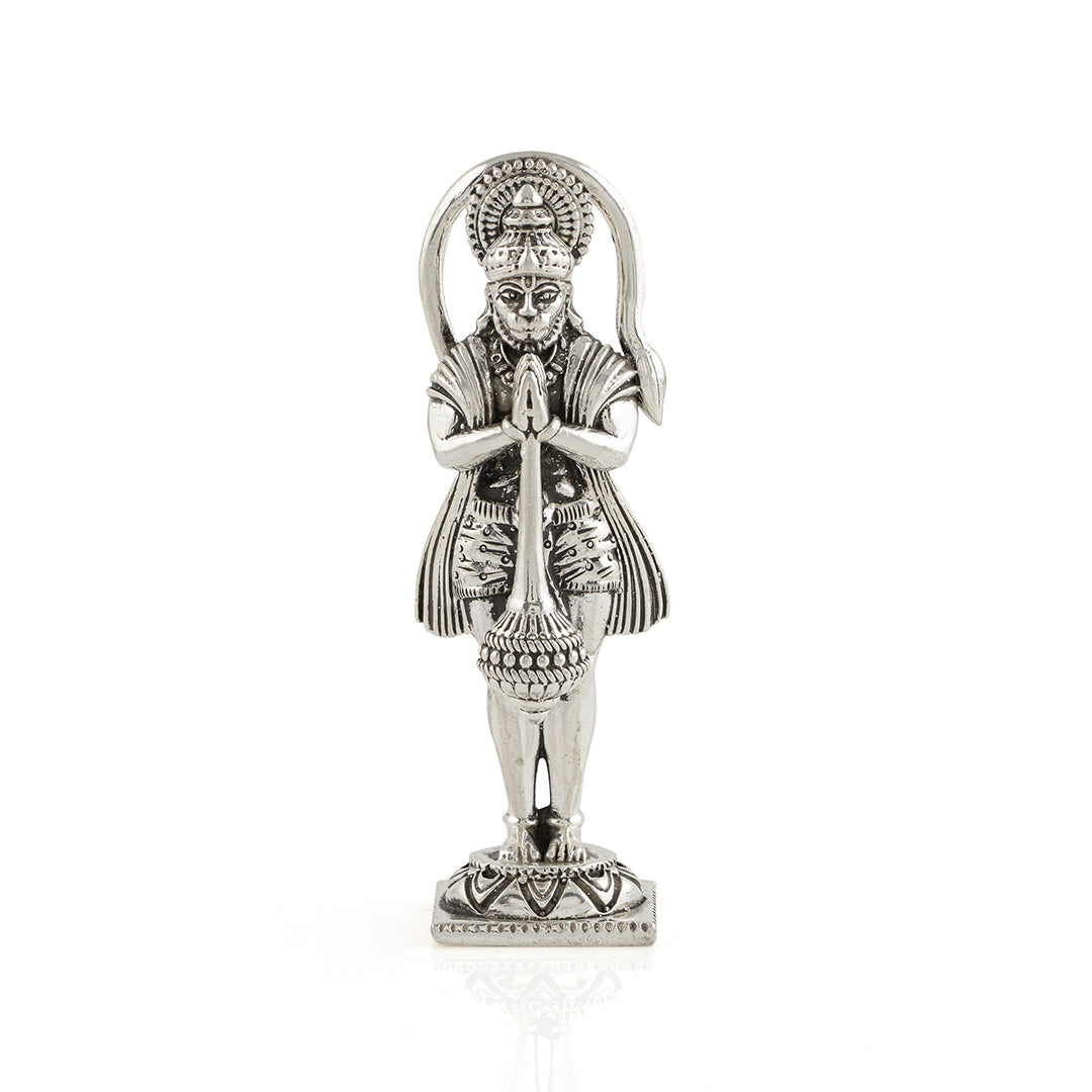 Lord Hanuman With Gada in Pure Silver