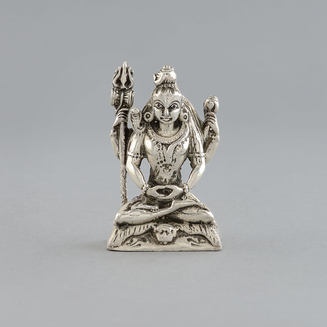 Meditative Lord Shiva Idol in Silver