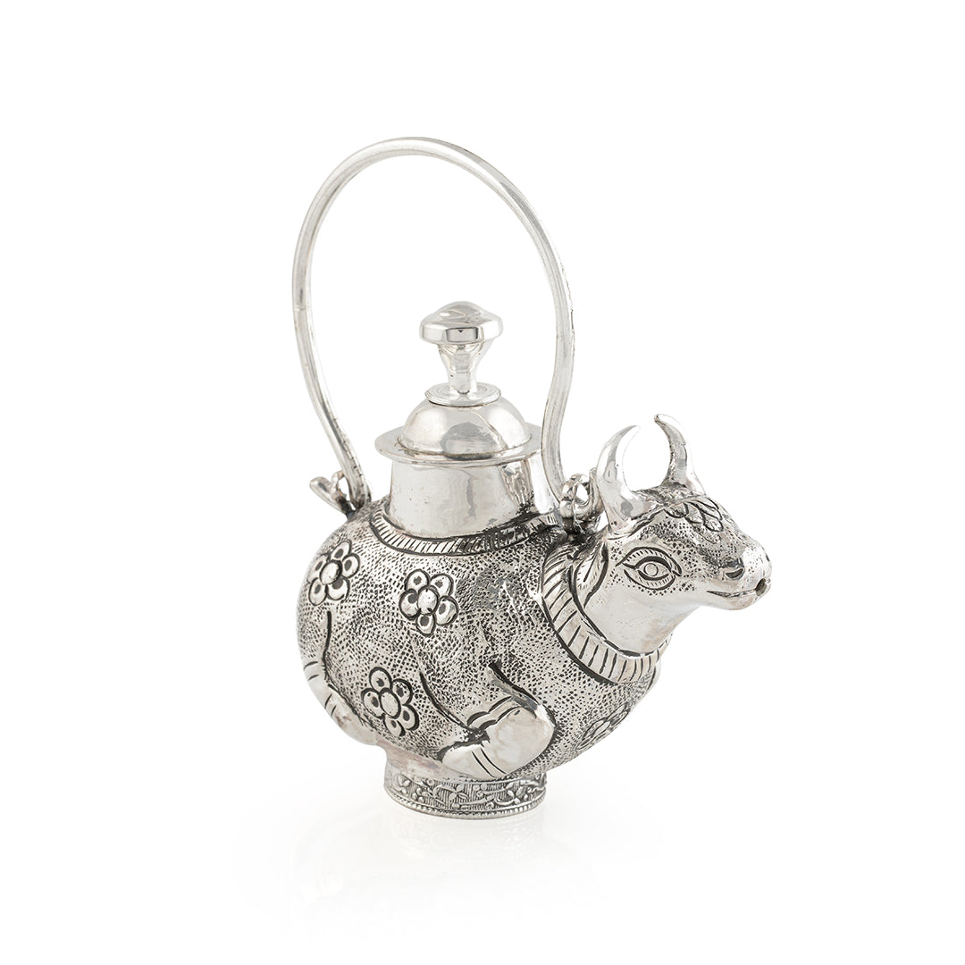 Silver Kumkum Barni in Cow Design